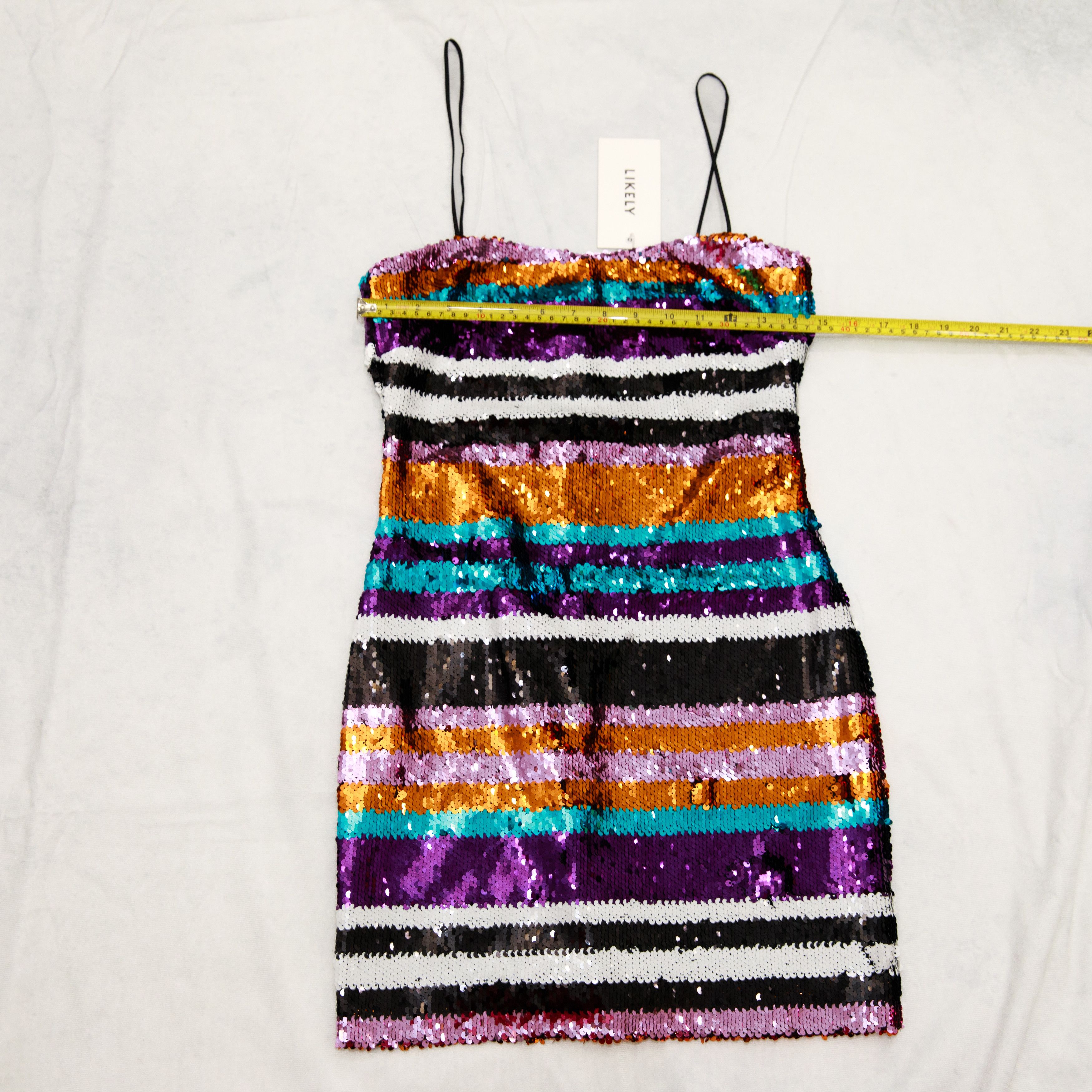 LIKELY LIKELY Braelynn Sequin Mini Dress Stripes Orange Purple Size XS / US 0-2 / IT 36-38 - 7 Thumbnail