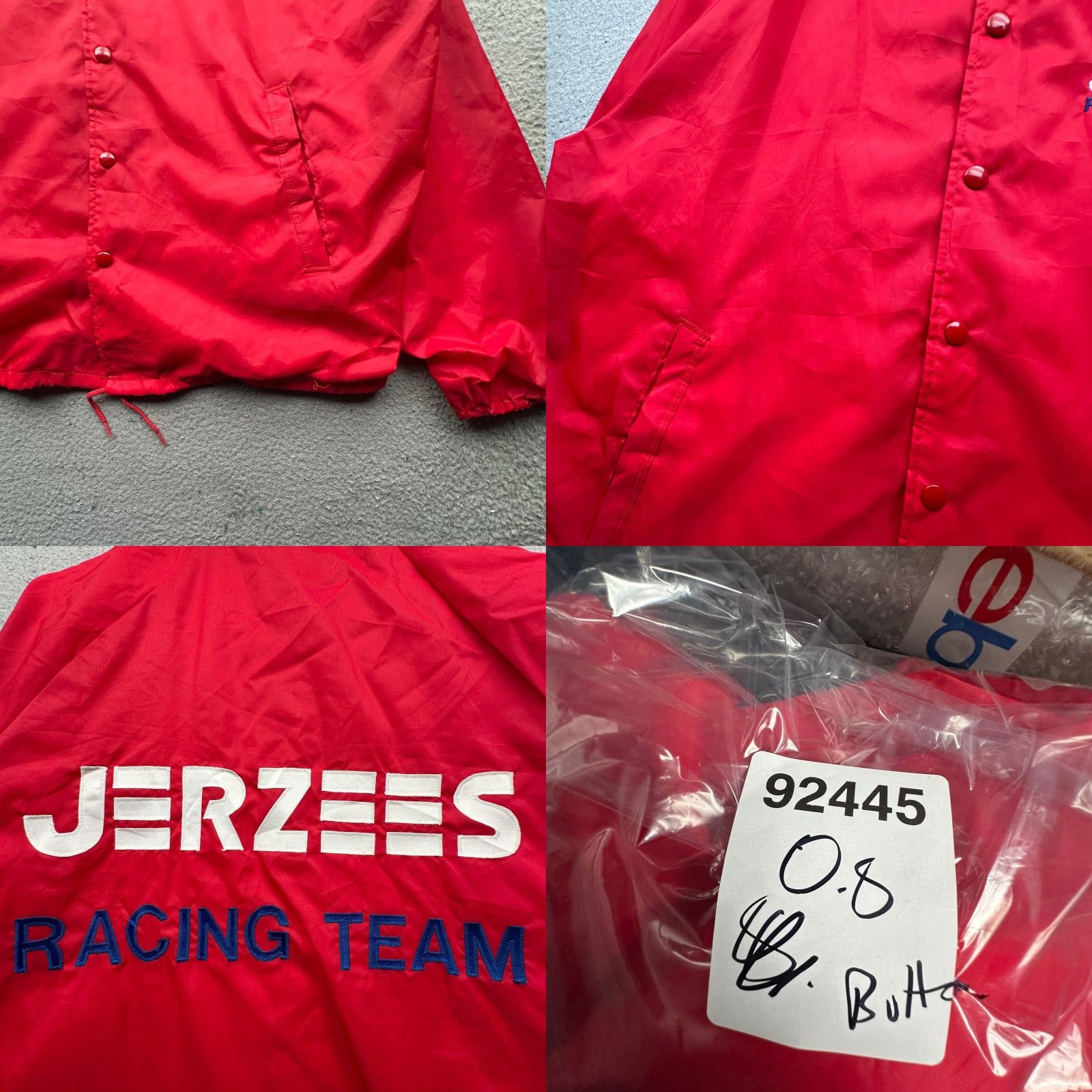 Jerzees VINTAGE Jerzees Russell Racing Team Windbreaker Jacket Mens XL Red Snap Button Jacket Size US XL / EU 56 / 4 - 9 Thumbnail