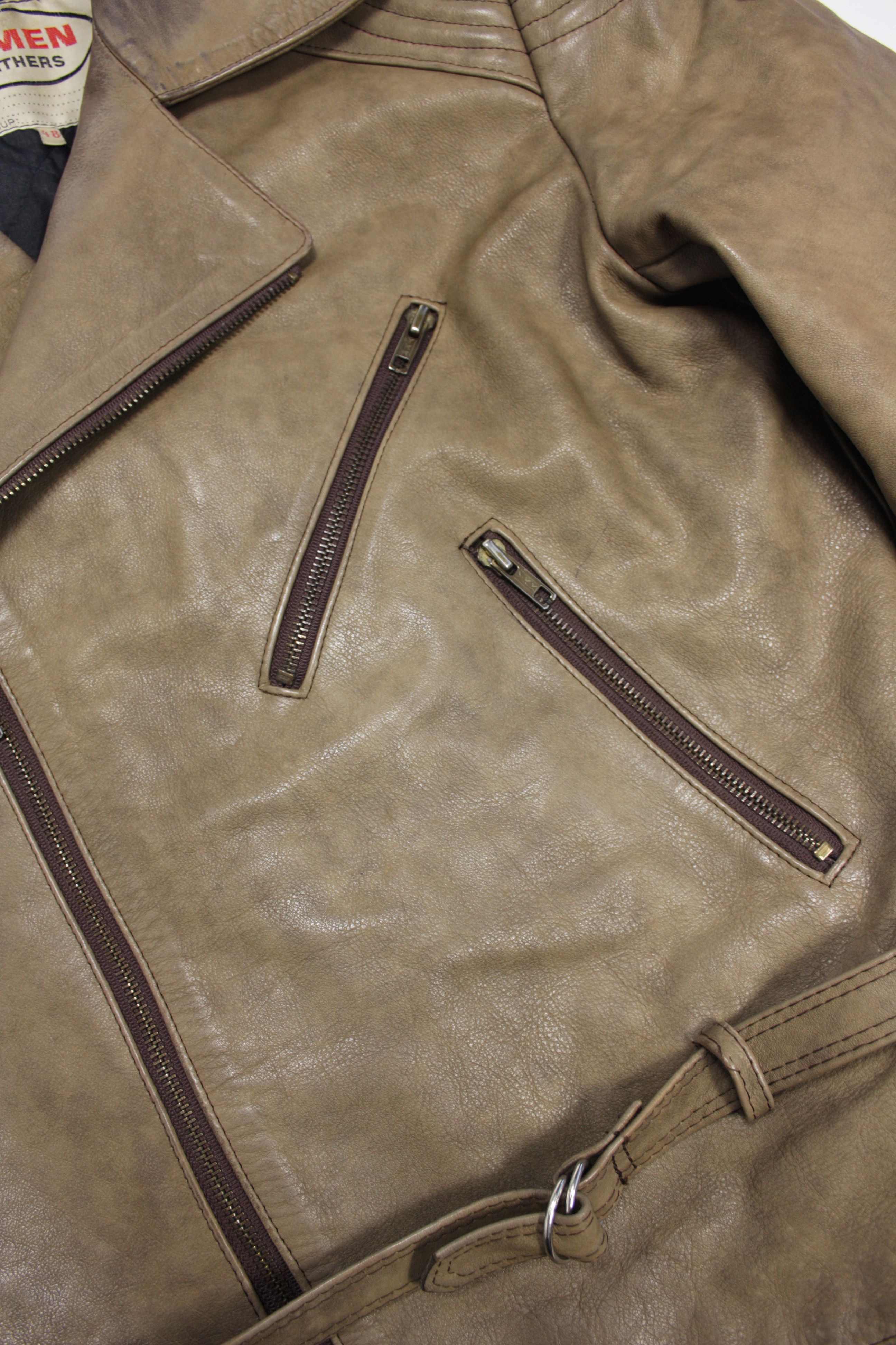 Vintage Damen 70s-80s Vintage Asymmetrical Leather Biker Jacket Size XL / US 12-14 / IT 48-50 - 3 Thumbnail