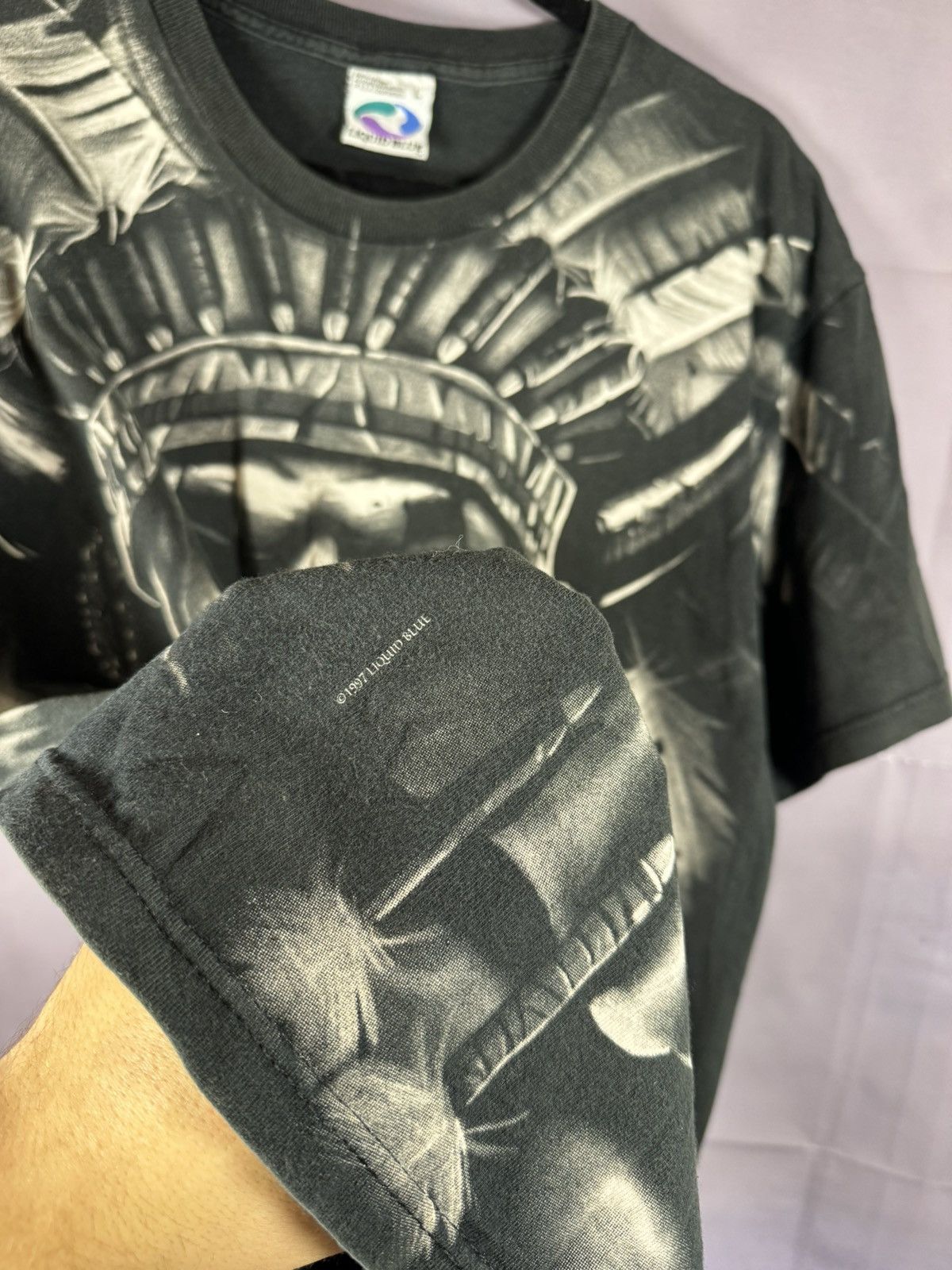 Liquid Blue × Vintage 90’s Vintage 1997 Liquid Blue Shirt XL Skeleton Indian AOP Size US L / EU 52-54 / 3 - 6 Thumbnail