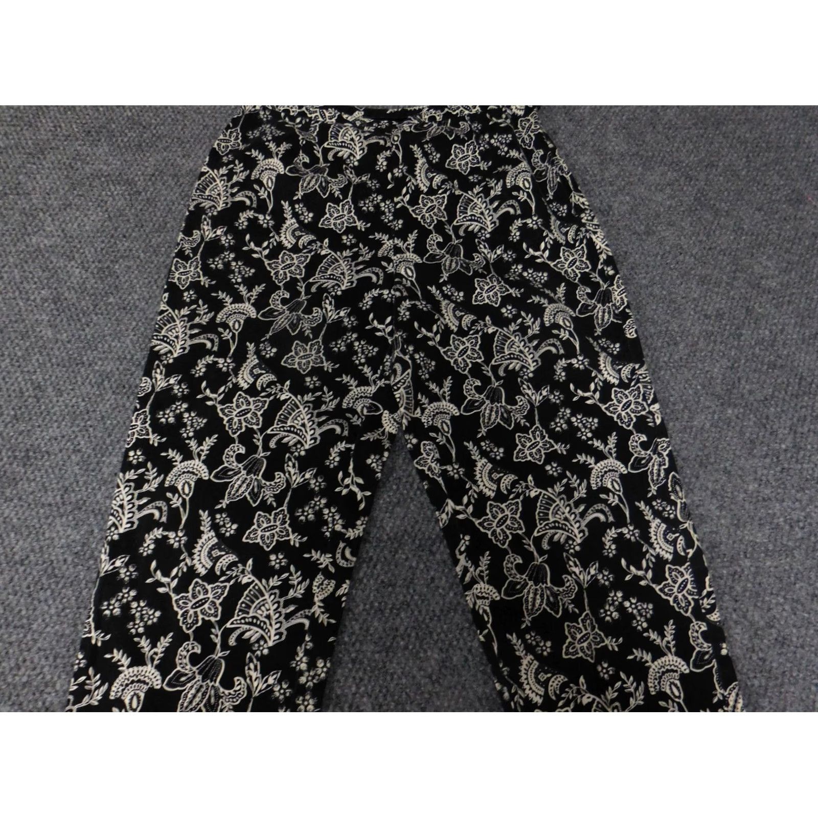 Vintage Goodclothes Womens Pants 12 Black Straight Floral Chino Knit Polyester Rayon Zipper Stretch Regular Inseam 22in Womens Size 34" / US 12 / IT 48 - 7 Thumbnail
