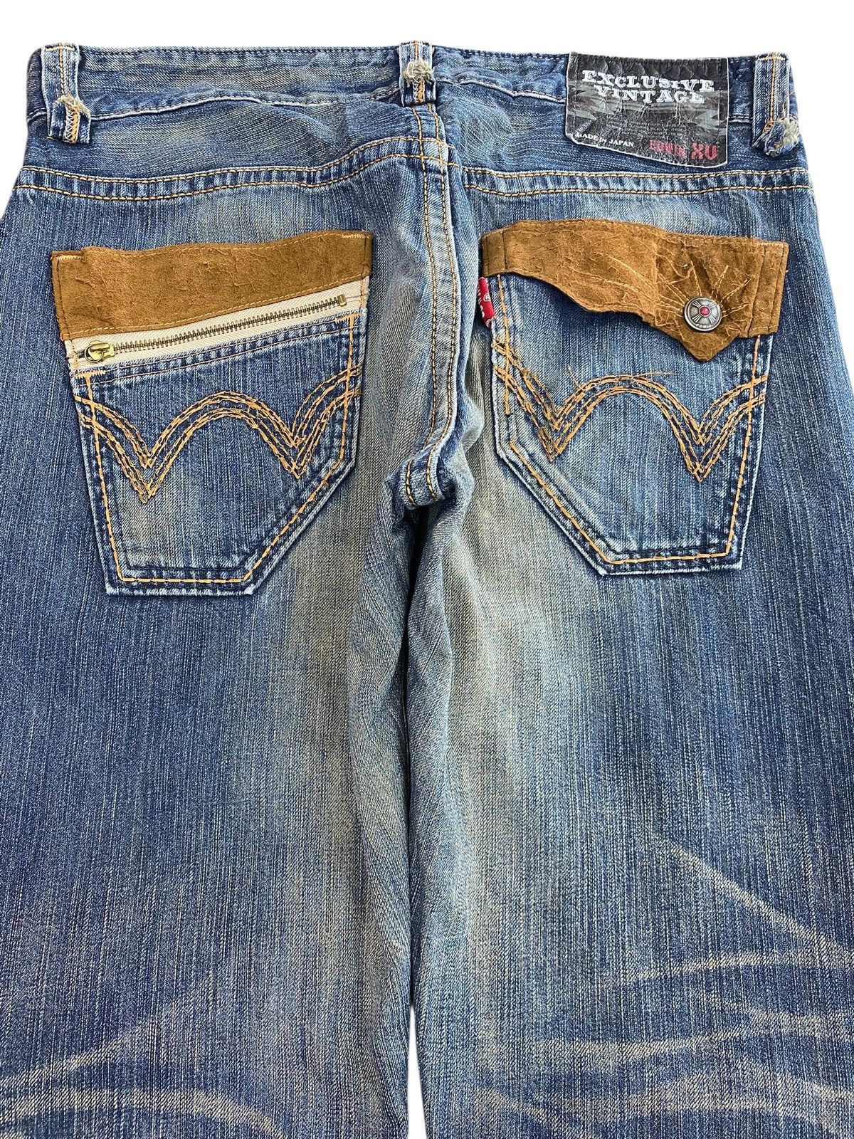Edwin Edwin Mud Wash Whiskered Distressed Style Straight Jeans Size US 35 - 4 Thumbnail