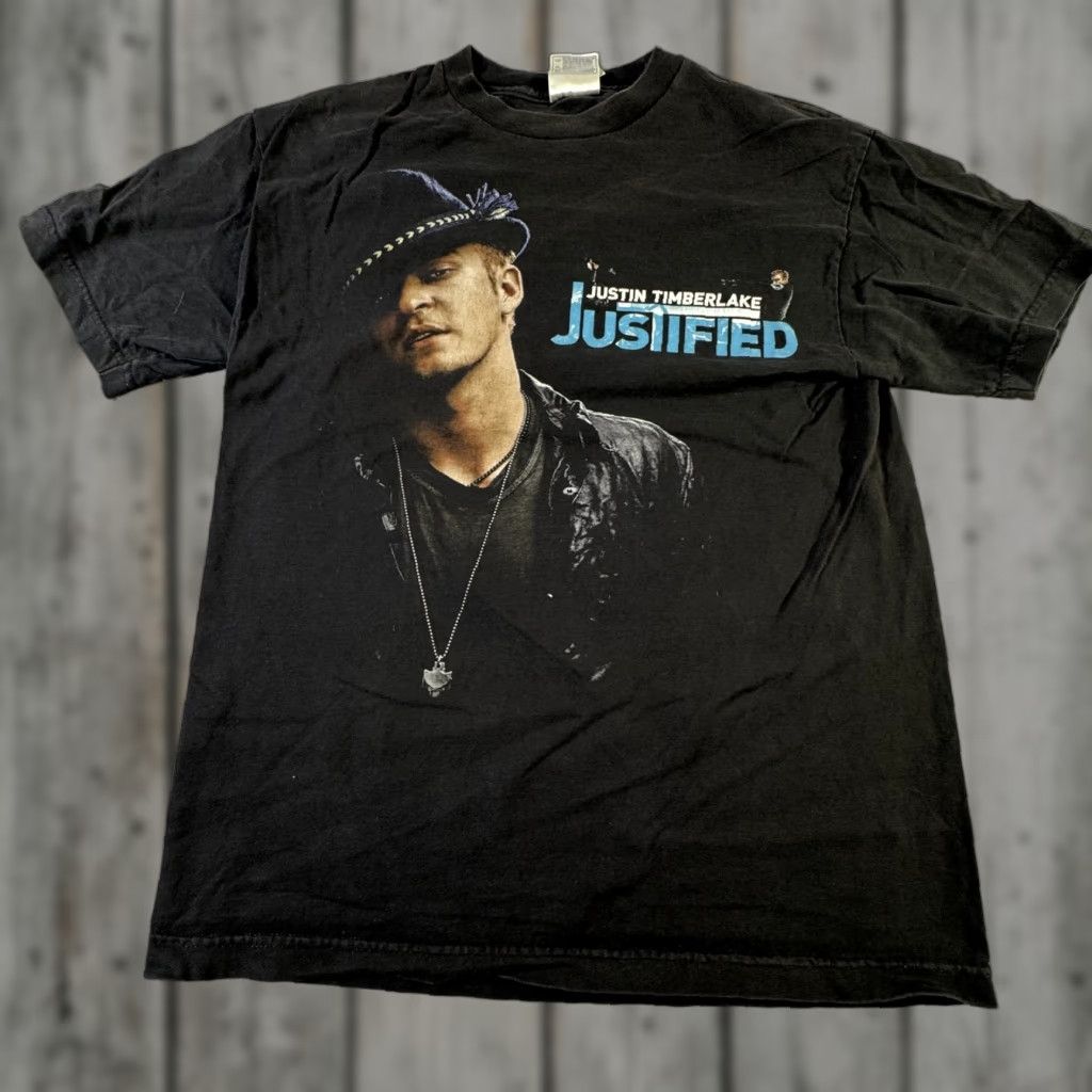 Vintage VINTAGE Justin Timberlake T-Shirt Men Medium Black 2003 Justified Tour Concert Tee 2000s Music Pop Graphic Print Size US M / EU 48-50 / 2 - 1 Thumbnail