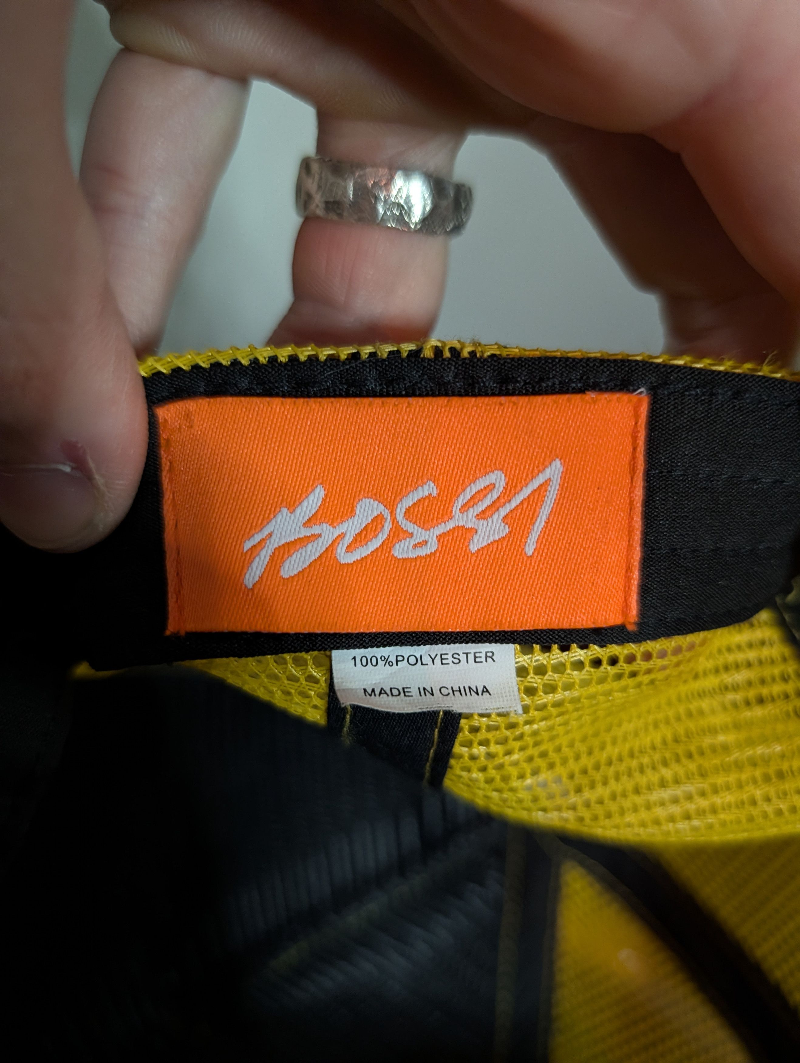 Bossi Sportswear $750 Yellow logo graphic paint spattered trucker hat Size ONE SIZE - 11 Thumbnail