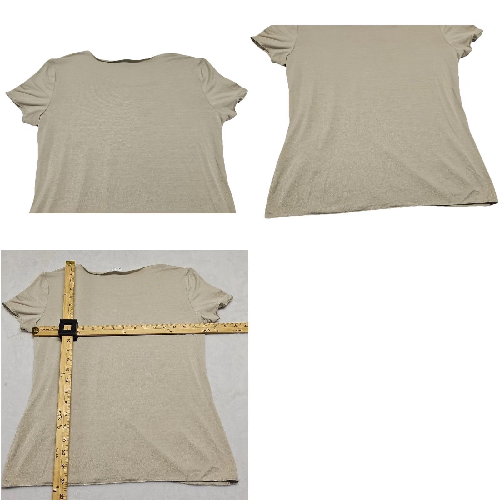 Armani Armani Collezioni Womens Blouse Regular Beige Viscose Stretch Short Sleeve Round Neck Pullover Size 12 Italy Designer Top Size XL / US 12-14 / IT 48-50 - 8 Thumbnail