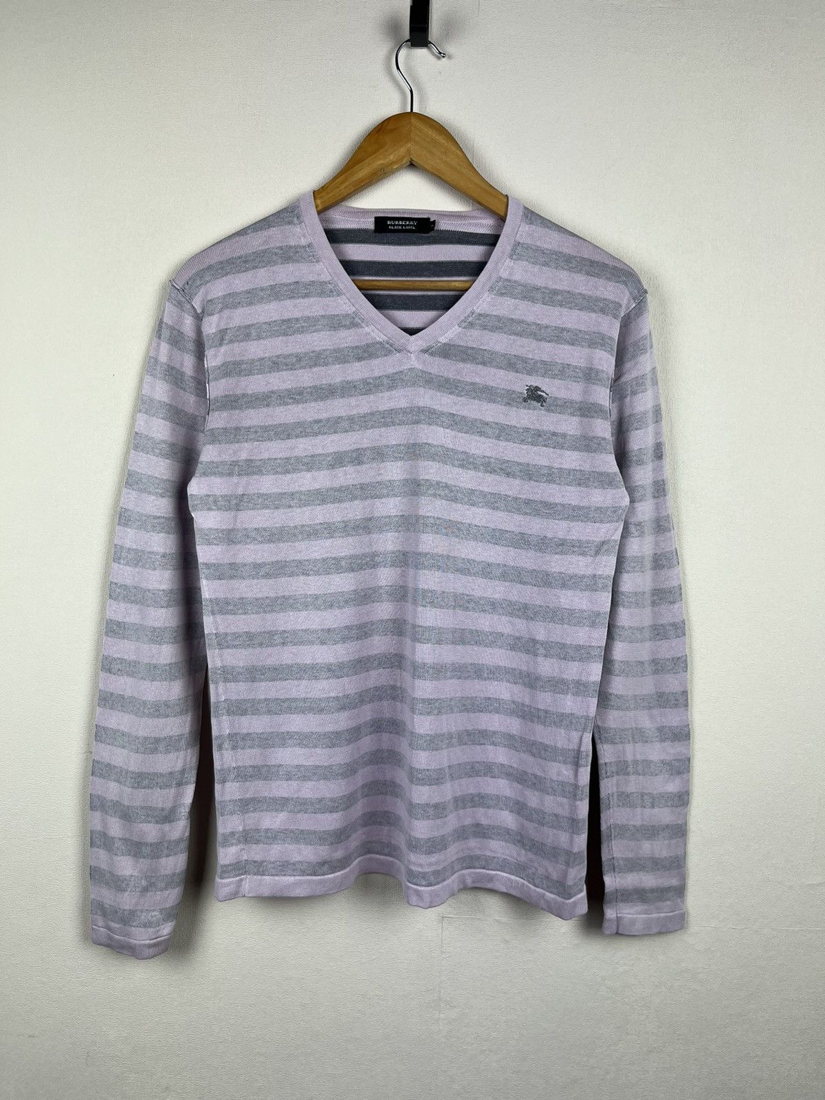 Burberry Burberry Black Label Japan V-Neck Striped Knit Sweater 2/S Size US S / EU 44-46 / 1 - 1 Thumbnail