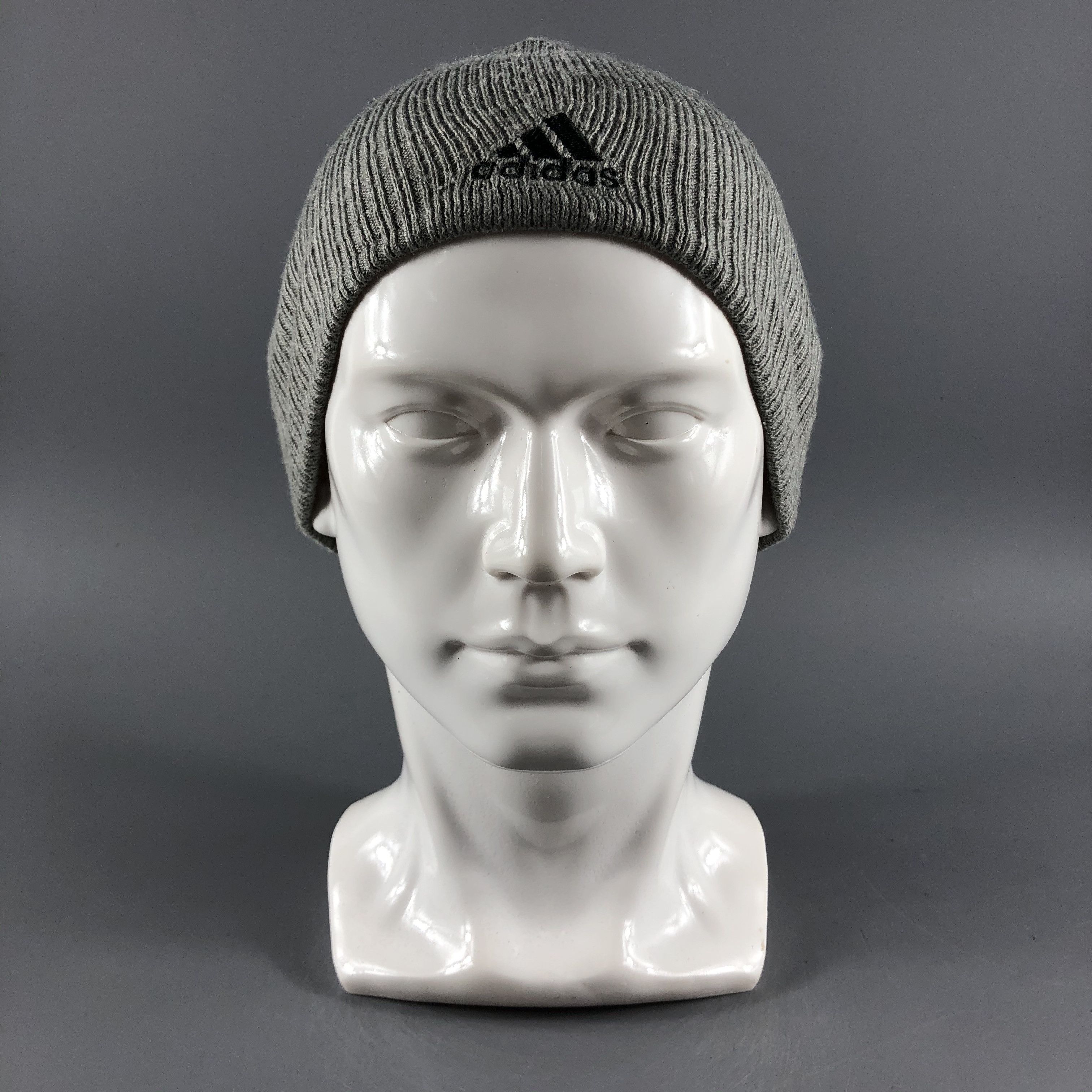 image of Vintage Adidas Hats Gray Beanie Knit Snow Hat Snow Cap B426, Men's
