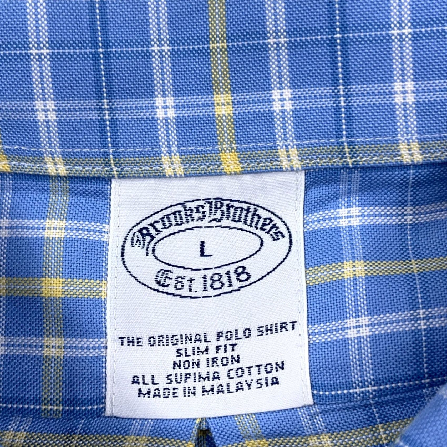 Brooks Brothers Brooks Brothers Button-Up Shirt Men L Blue Plaid OCBD Button-Front Casual Dress Shirt Size 42R - 4 Thumbnail