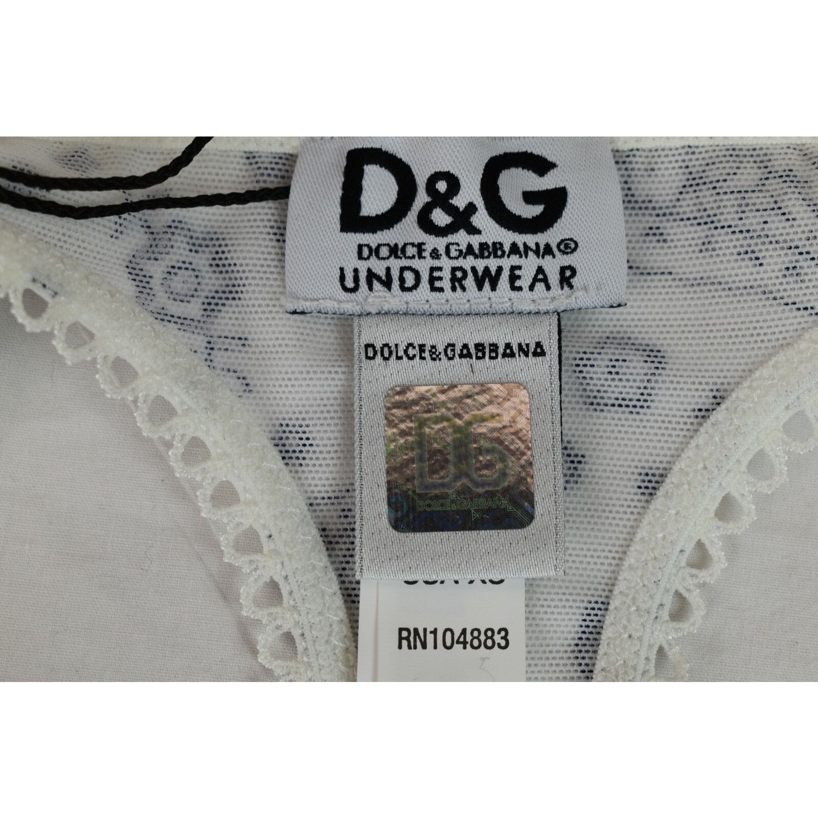 Dolce & Gabbana DOLCE GABBANA WHITE PAISLEY BOW LOGO THONG UNDERWEAR XS Size ONE SIZE - 6 Thumbnail