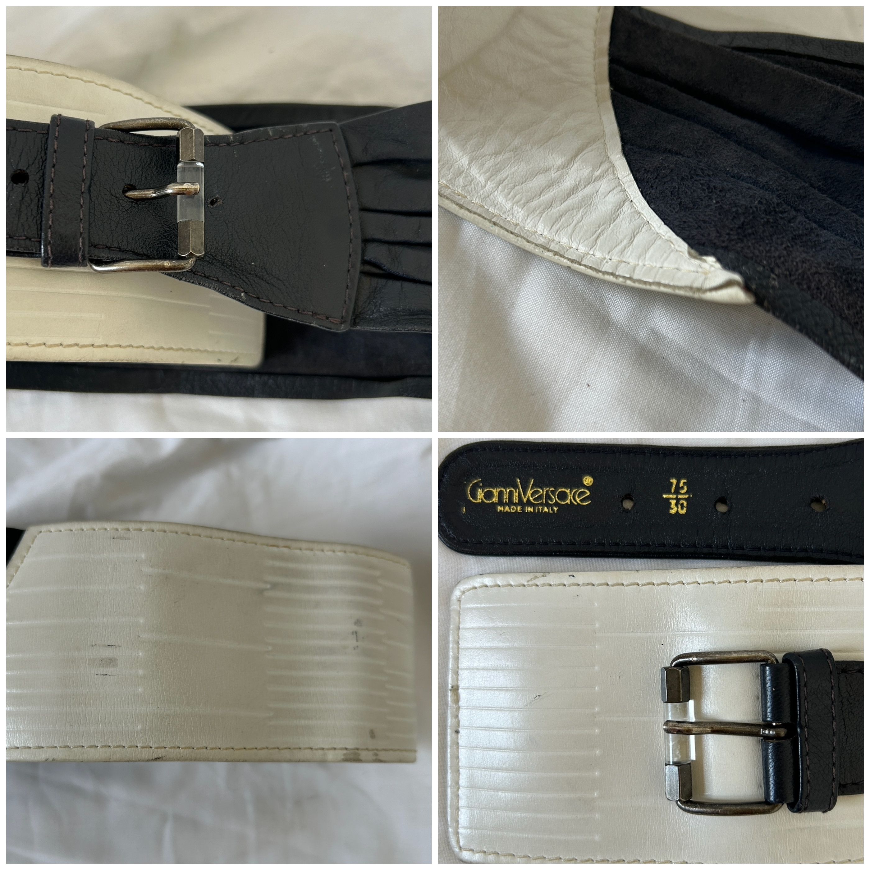 Versace Gianni Versace Vintage Black White Wide Leather Belt Size ONE SIZE - 9 Thumbnail