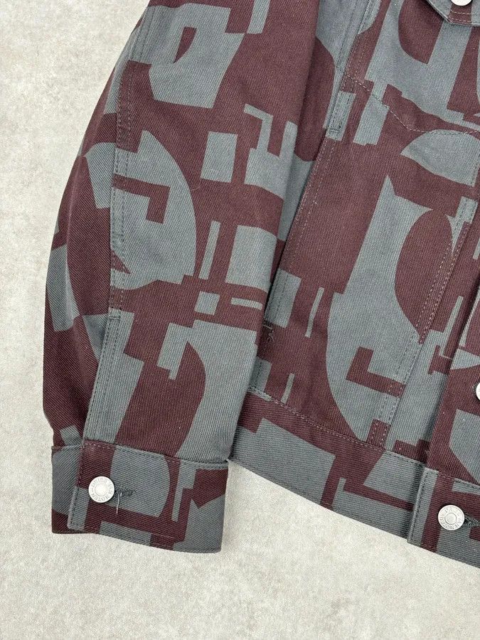 Dries Van Noten Dries Van Noten Burgundy & Grey Digital Print Denim Jacket Size US M / EU 48-50 / 2 - 9 Thumbnail