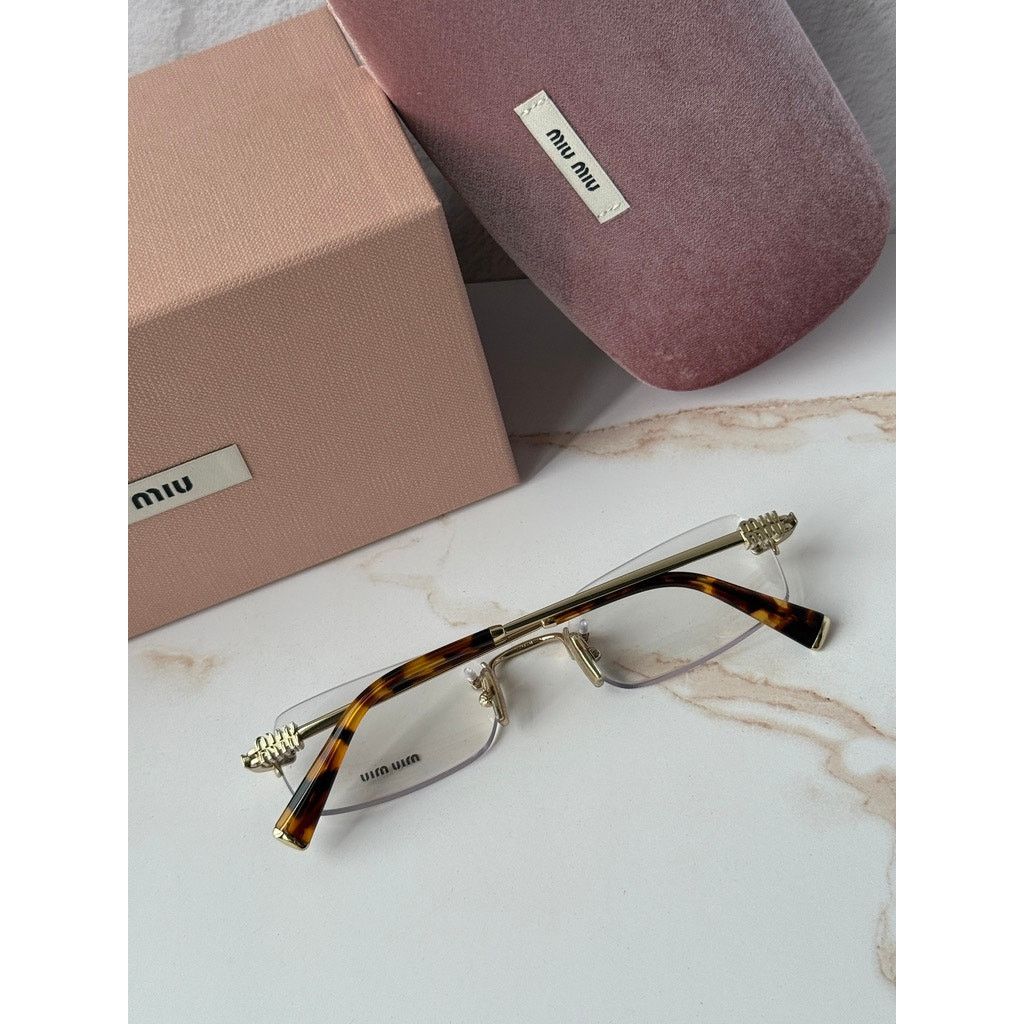 Miu Miu NEW Miu Miu M50YV Gold Rimless Metal Eyeglasses Frames Size ONE SIZE - 3 Thumbnail