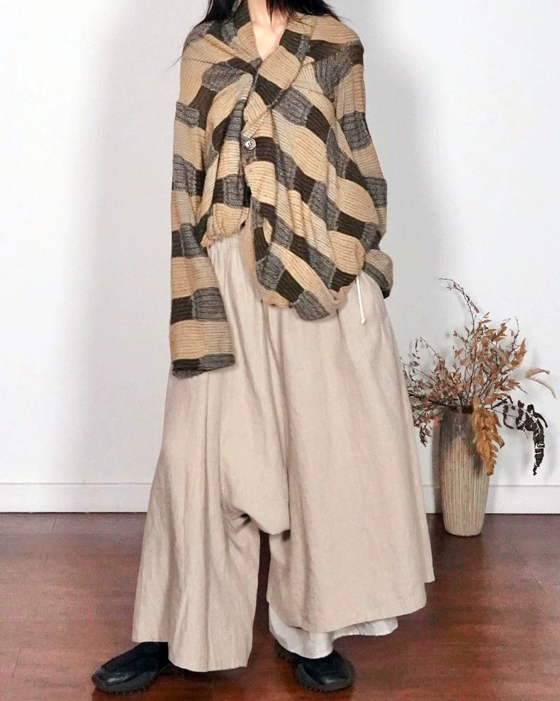 Yohji Yamamoto yohji yamamotoPure linen asymmetric wide-leg pants 2503-Nex Size 25" / US 0 / IT 36 - 1 Thumbnail