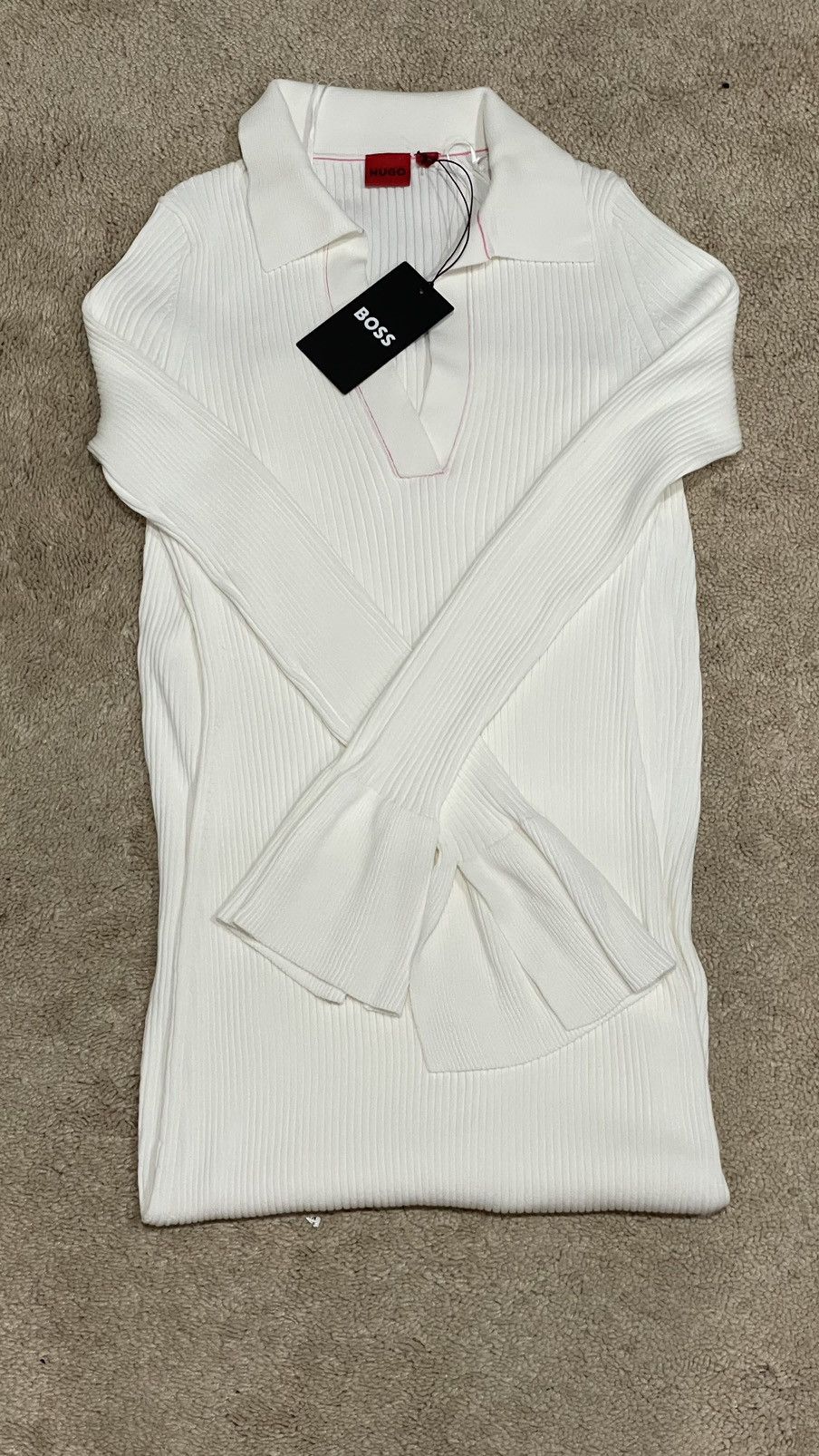 Hugo Boss HUGO BOSS WOMENS FRONT-SLIT POLO DRESS IN RIBBED CREPE Size S / US 4 / IT 40 - 2 Thumbnail