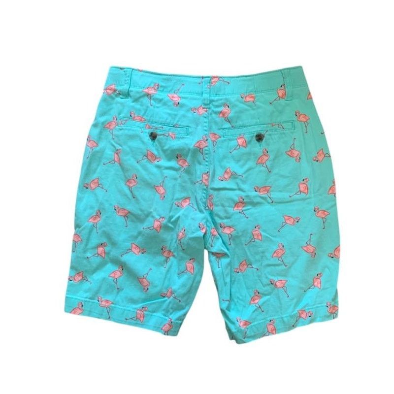 Other Plugg Flex Khaki Dress Shorts Green/Blue & Pink Flamingos 29 Size US 29 - 3 Thumbnail