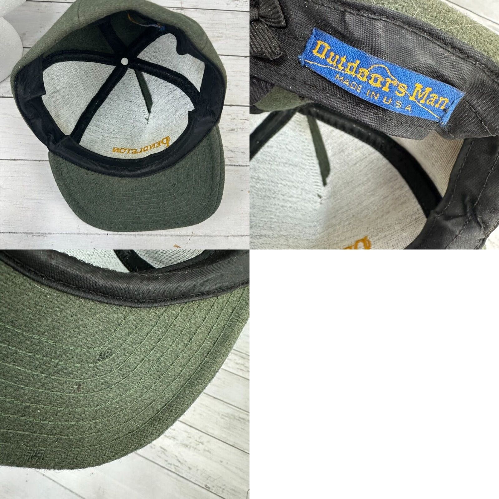 Pendleton VINTAGE Pendleton Wool Fitted Baseball Cap Men 7 1/2 Olive Green Outdoor USA Size ONE SIZE - 8 Thumbnail
