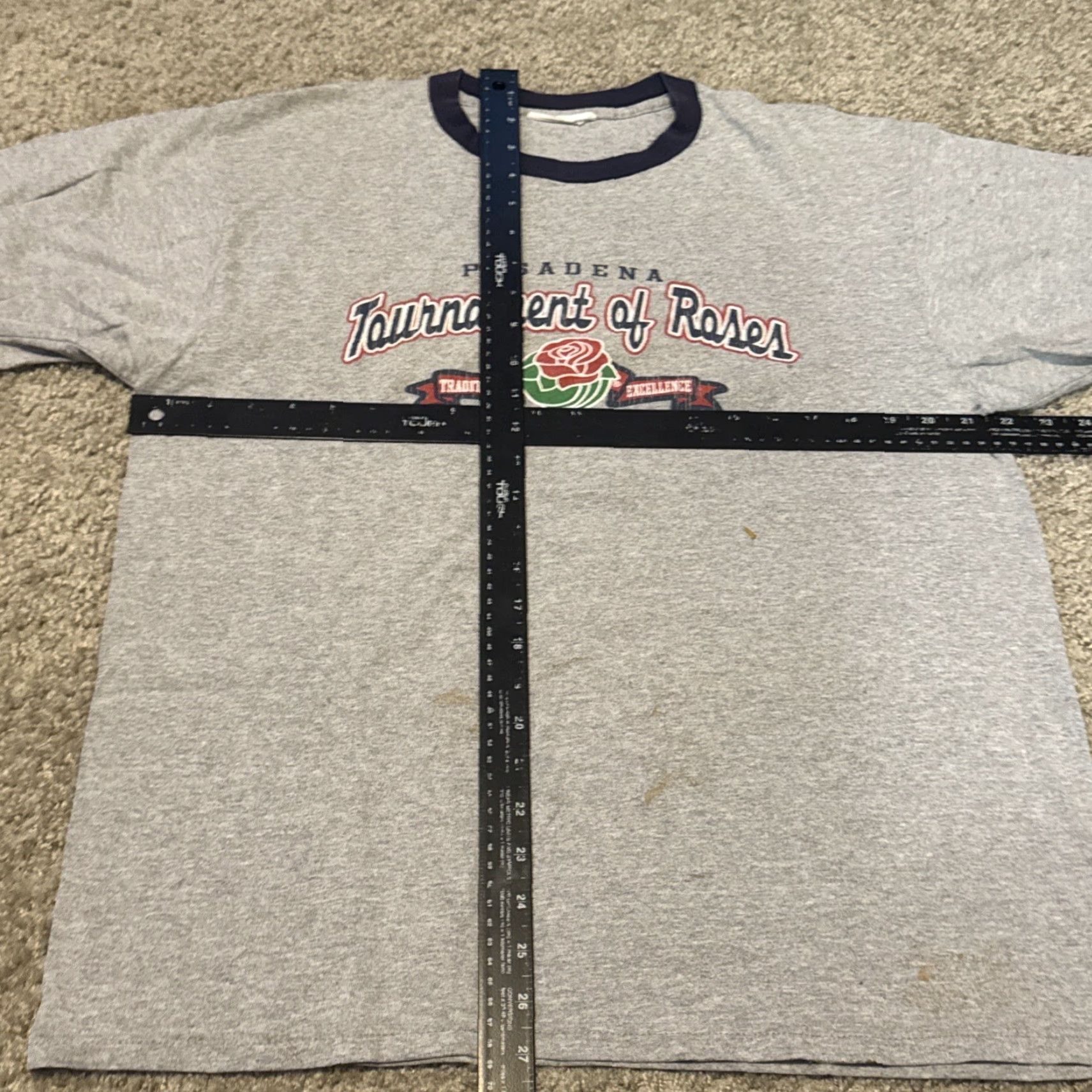 Vintage VINTAGE 90s Rose Bowl Pasadena Parade Grey Ringer T-Shirt L Mens Stains Size US L / EU 52-54 / 3 - 4 Thumbnail