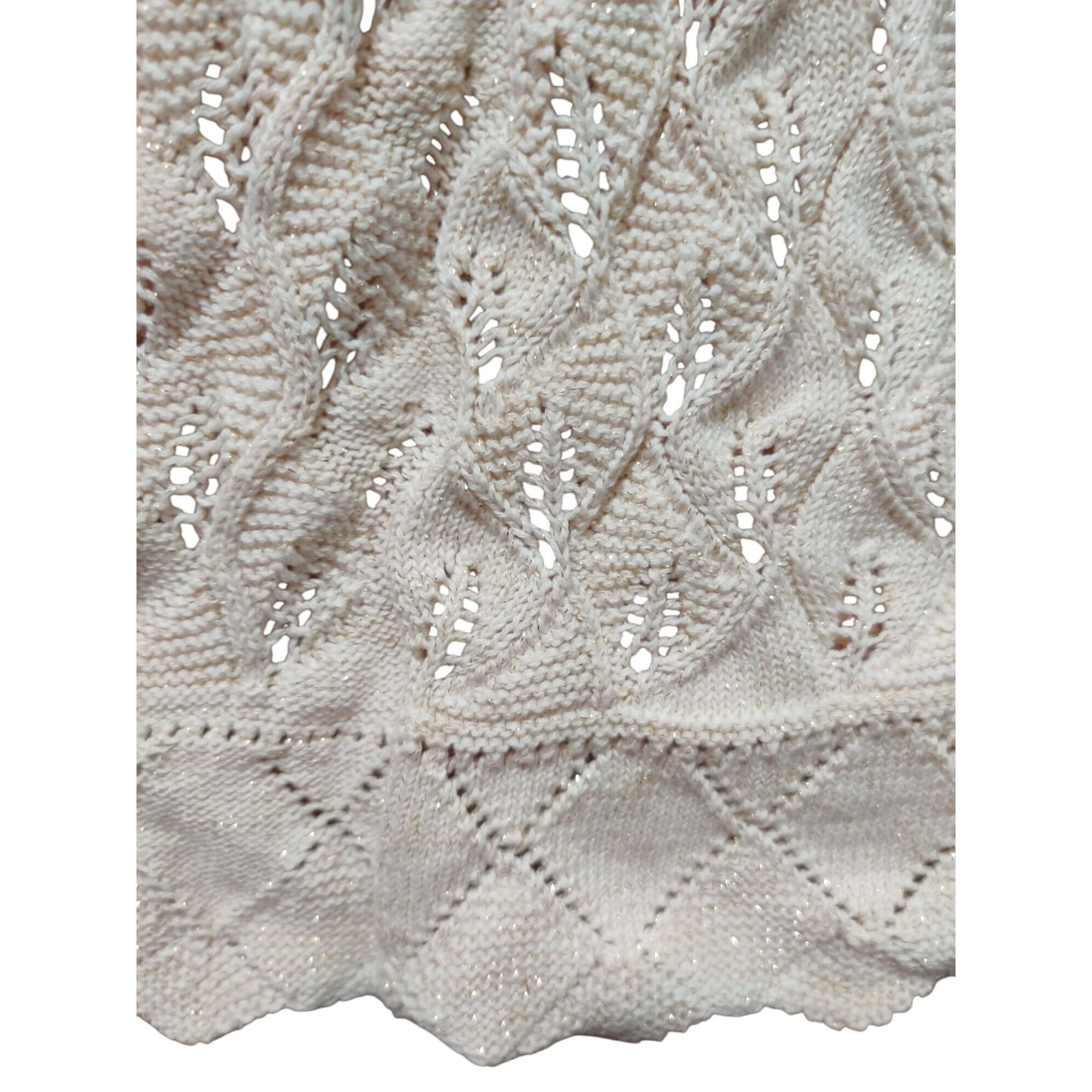 JM Collection JM Collection XL Petite Sweater Cream Metallic Open Knit Car Size XL / US 12-14 / IT 48-50 - 5 Thumbnail