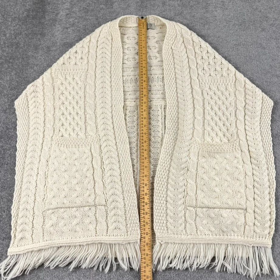 Vintage Blarney Sweater Adult One Size Brown Merino Wool Cable Knit Drape Poncho Womens Size ONE SIZE - 4 Thumbnail