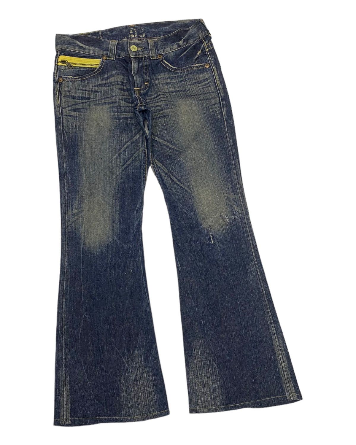Edwin FLARED🔥EDWIN 503 BLUE TRIP DISTRESSED FLARE DENIM JEANS Size US 31 - 3 Thumbnail
