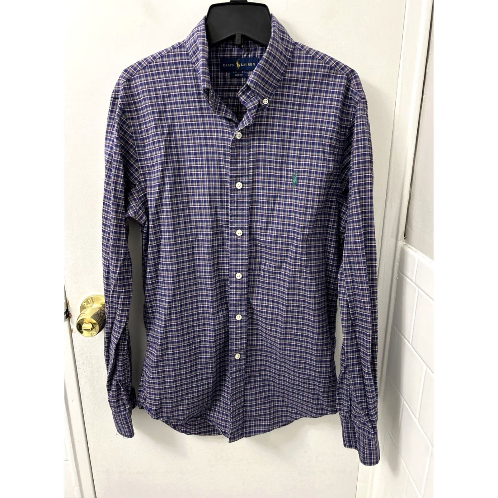 Ralph Lauren Ralph Lauren Shirt Mens Small Purple Plaid Slim Fit Button-Down Green Pony L/S Size US S / EU 44-46 / 1 - 2 Thumbnail