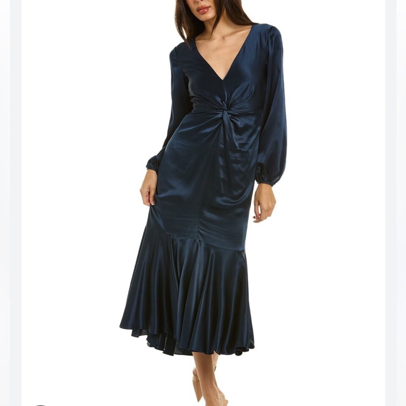Cinq a Sept CINQ A SEPT VELDA DRESS PEACOCKBLUE SILK MIDI SIZE 0/XS Size XS / US 0-2 / IT 36-38 - 1 Thumbnail
