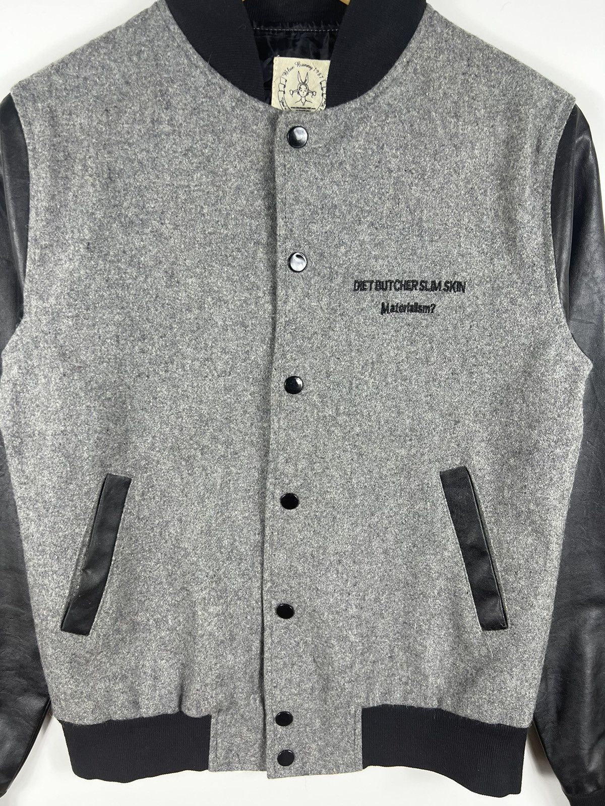 Japanese Brand 🔥 BLUE BANNY Diet Butcher Slim Skin leather varsity jacket Size S / US 4 / IT 40 - 5 Thumbnail