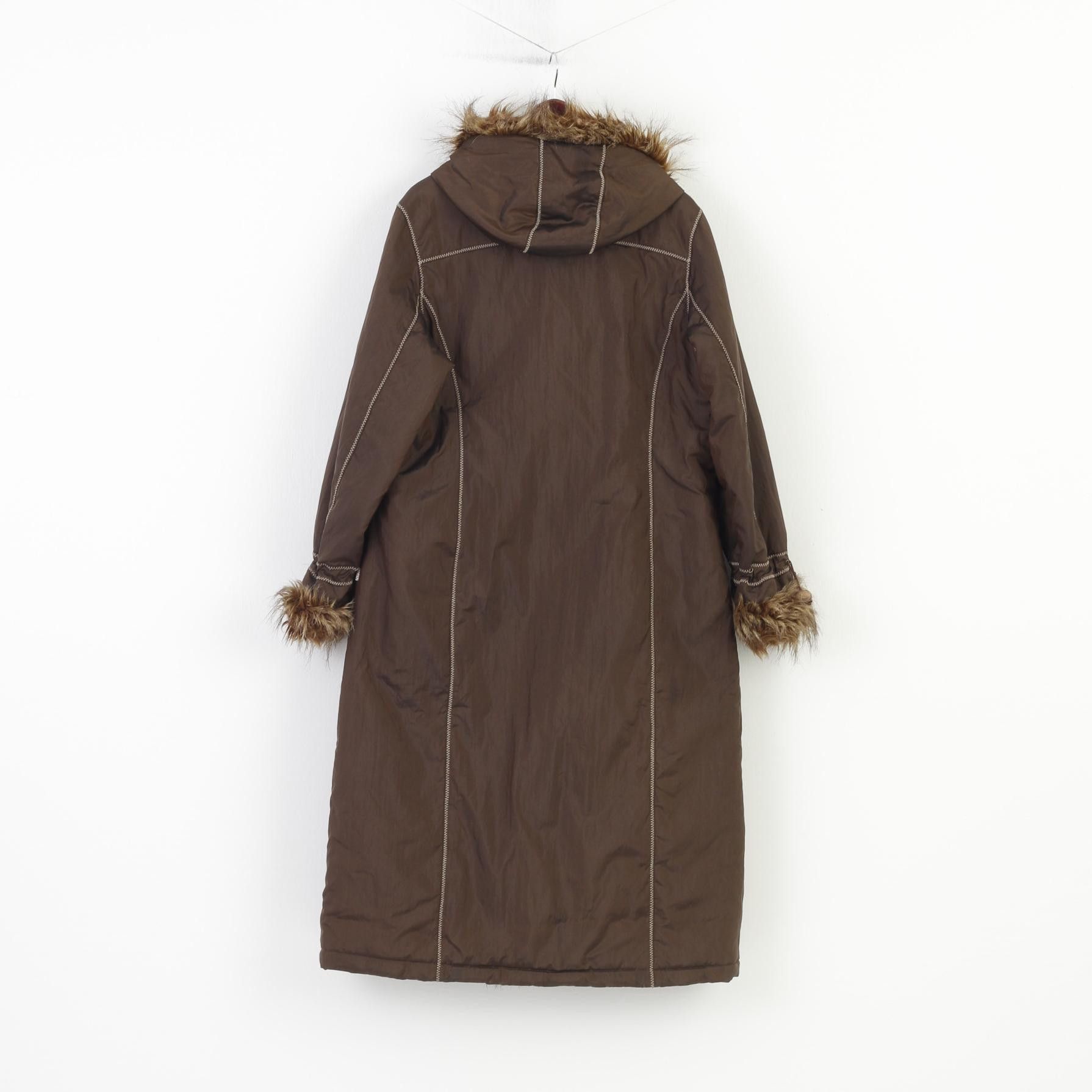 Vintage Ozzo Women XXL Coat Jacket Brown Padded Fur Hood 0840 Size XXL / US 16-18 / IT 52-54 - 8 Thumbnail