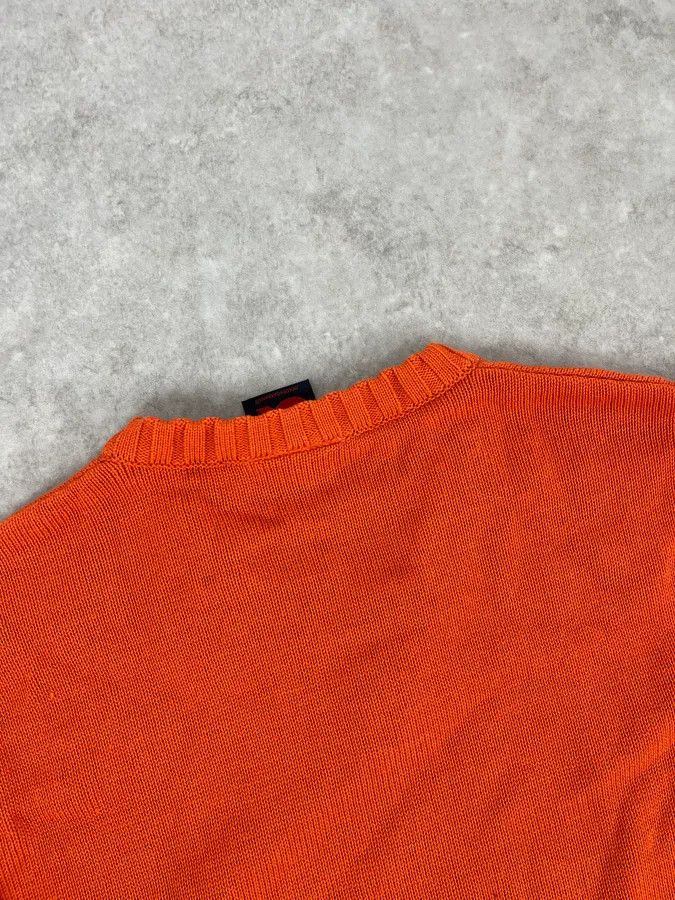 Dolce & Gabbana 1990s Dolce & Gabbana Orange V Neck Wool Sweater Size US M / EU 48-50 / 2 - 7 Thumbnail