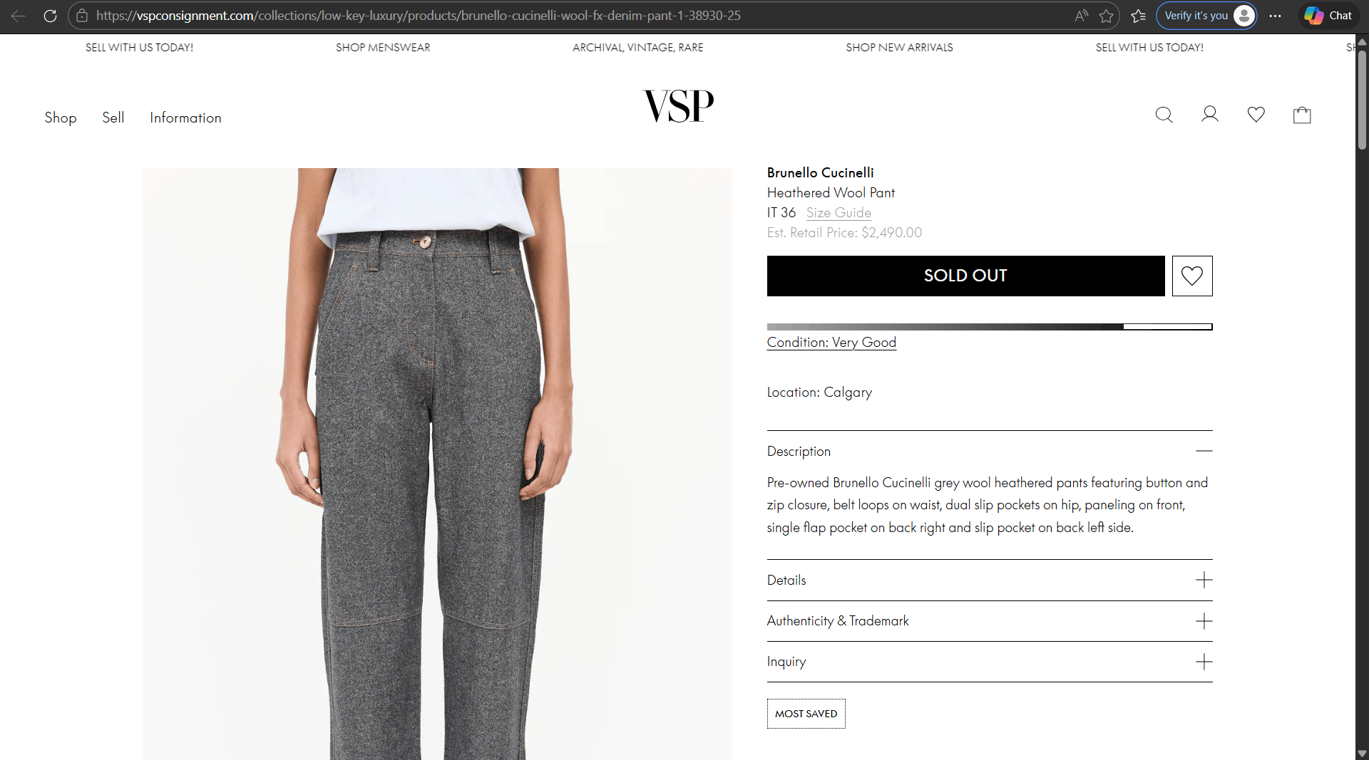 Brunello Cucinelli BRUNELLO CUCINELLI HEATHERED WOOL PANTS FATIGUE OLD MONEY Size US 30 / EU 46 - 17 Thumbnail
