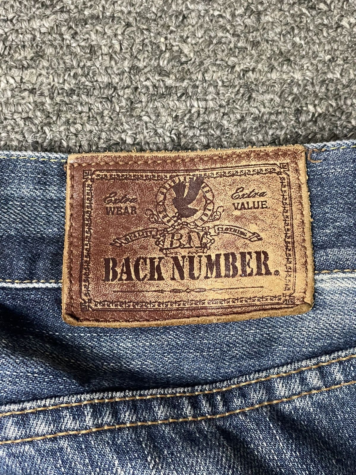 Japanese Brand × Vintage BACK NUMBER 01 Ripped Denim Jeans (92) Size US 34 / EU 50 - 15 Thumbnail