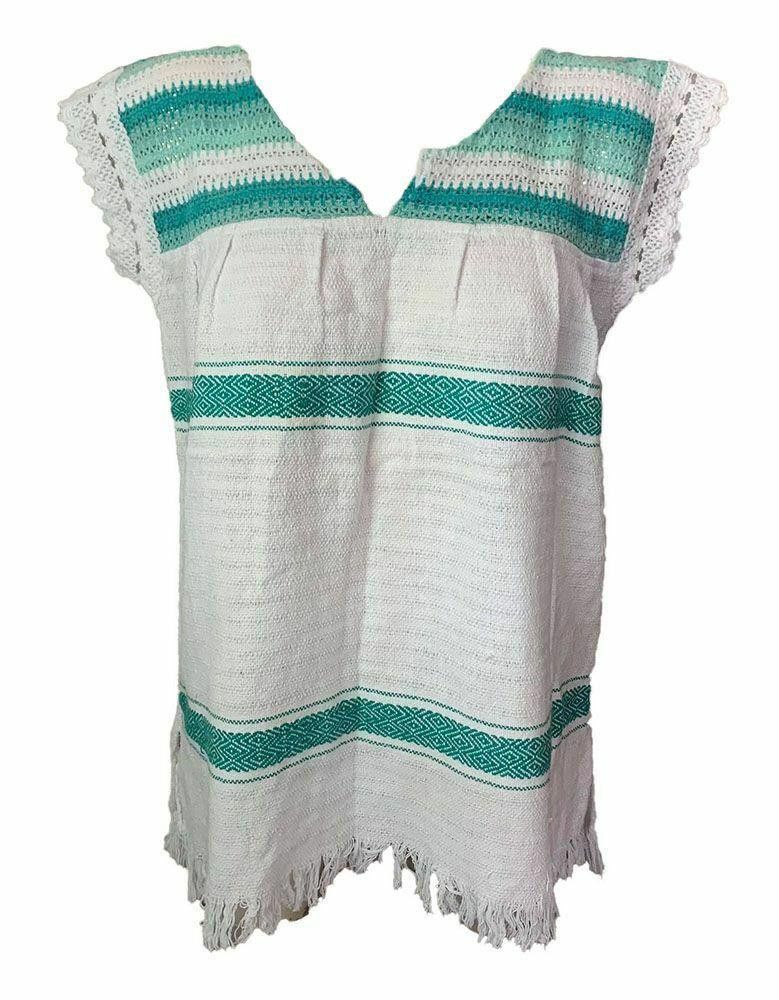 Designer Mexican Used White Loom Blouse L Size L / US 10 / IT 46 - 1 Thumbnail