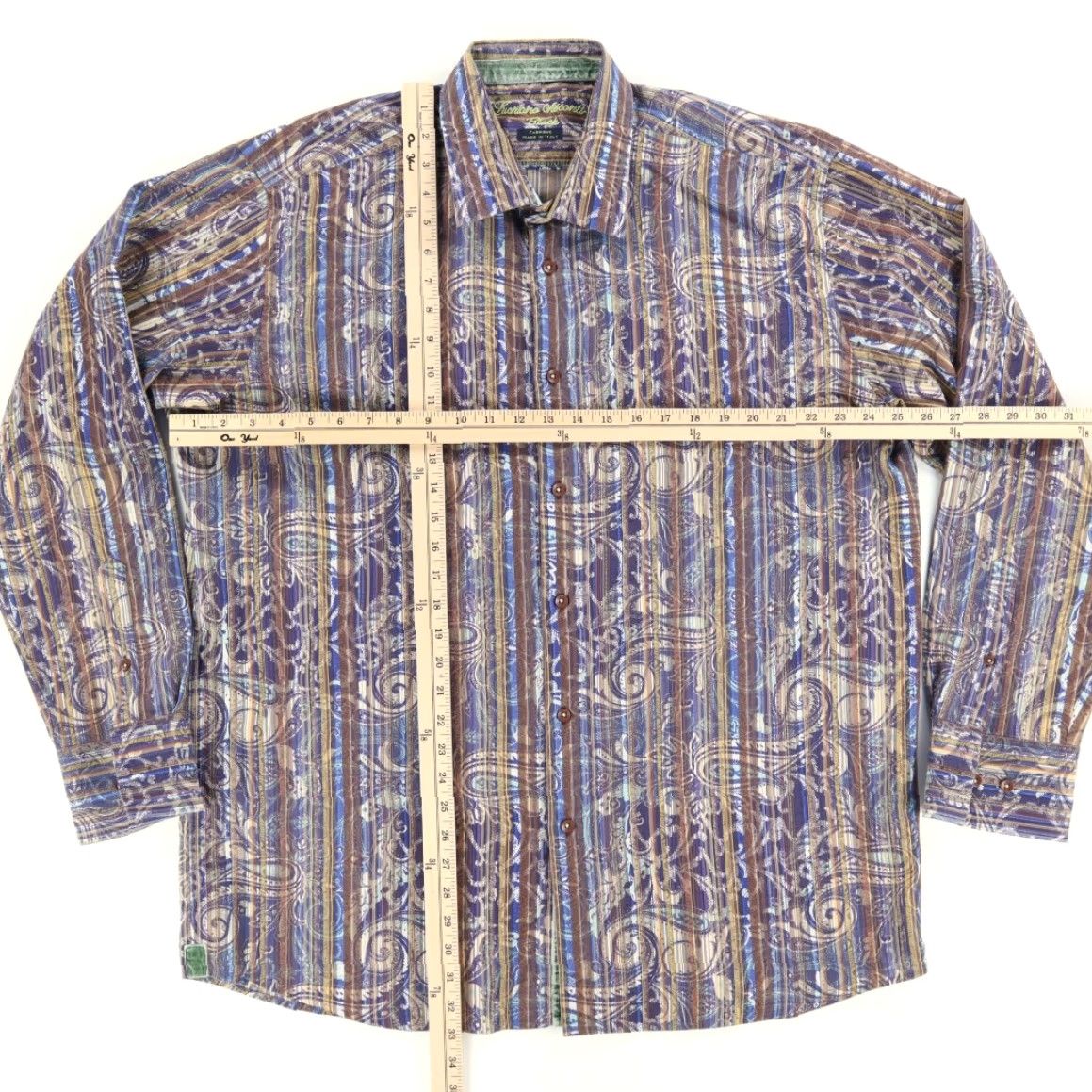 Vintage Visconti Black Textured Cotton Blend Paisley Long Sleeve Button Up Shirt Men's 2XL Size US XXL / EU 58 / 5 - 3 Thumbnail