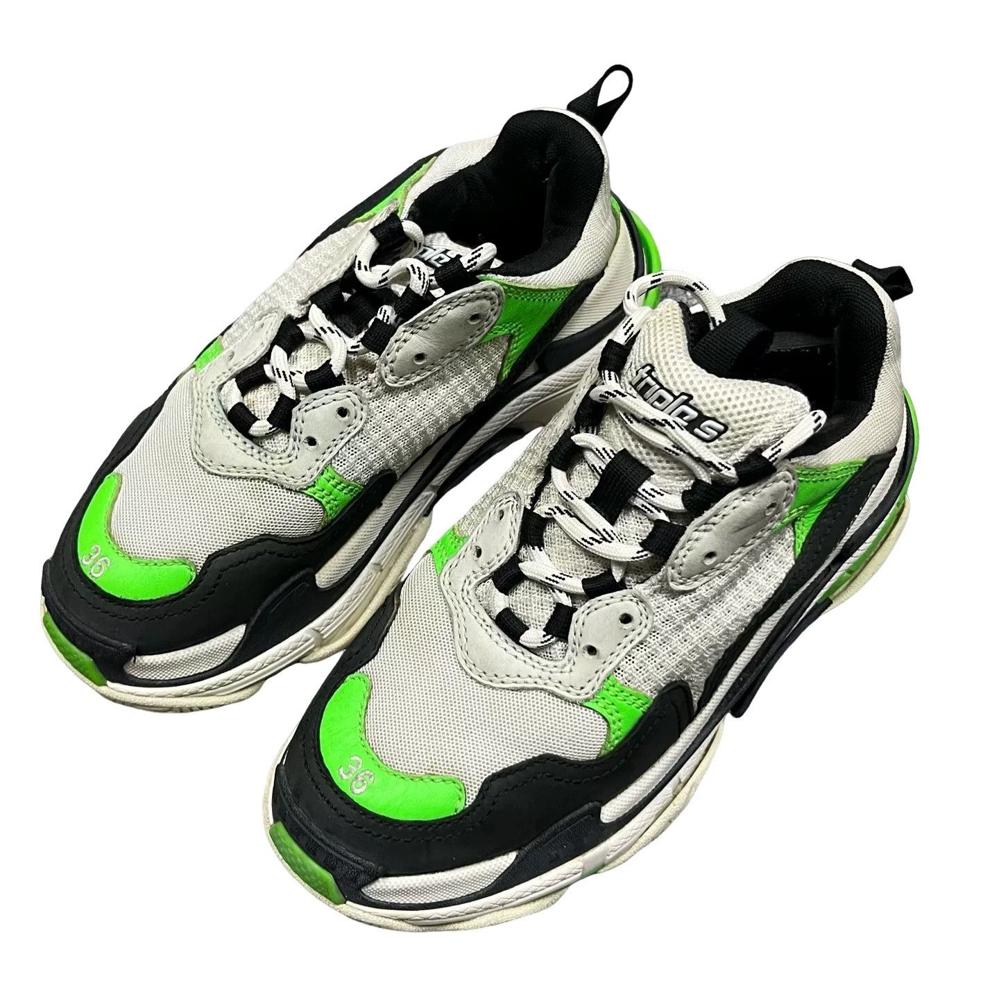 Balenciaga Balenciaga Triple S Neon Green Sneakers 36 Size US 6 / IT 36 - 1 Thumbnail