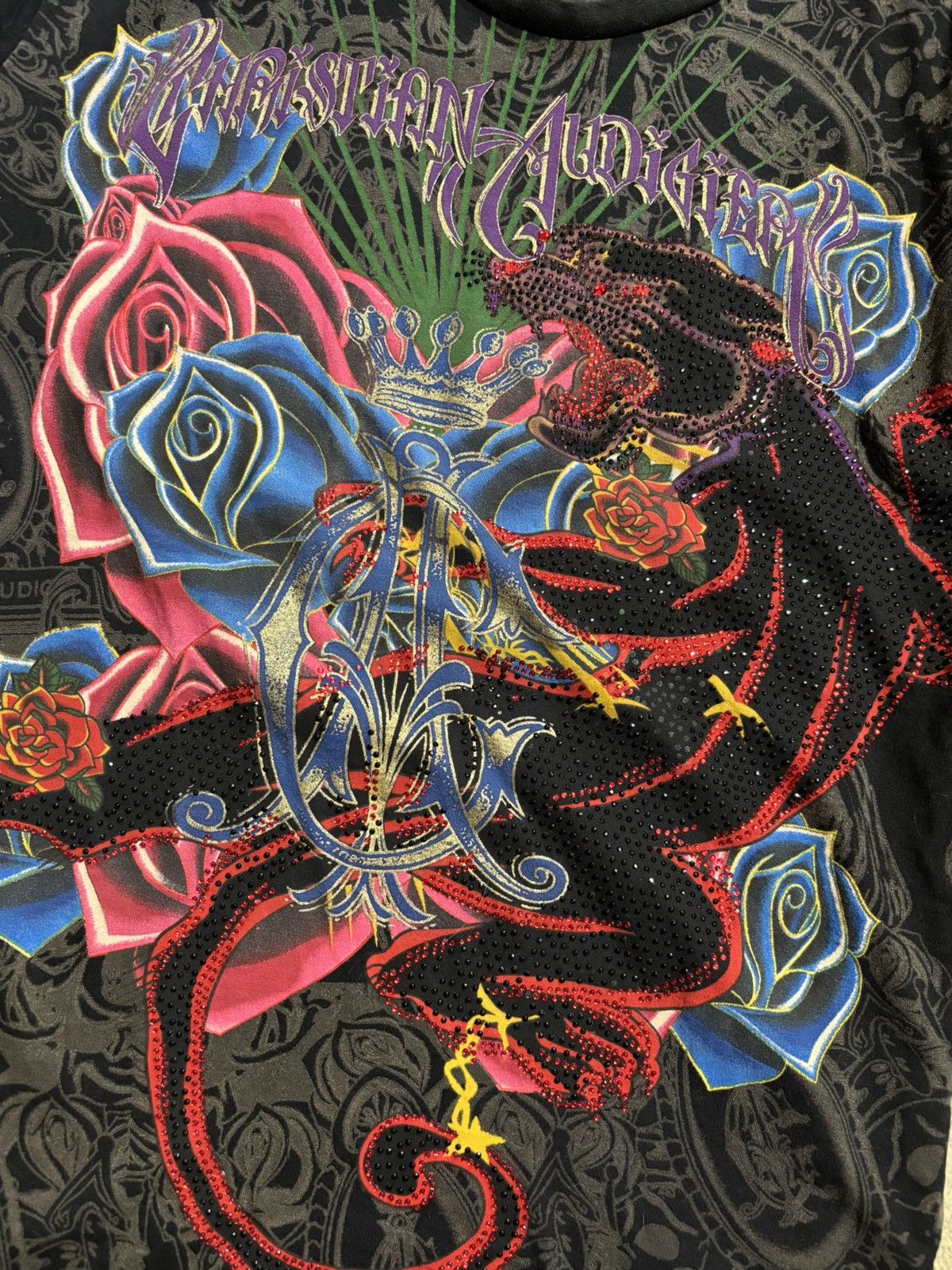 Christian Audigier × Vintage Rhinestone panther tattoo tee Size US XL / EU 56 / 4 - 4 Thumbnail