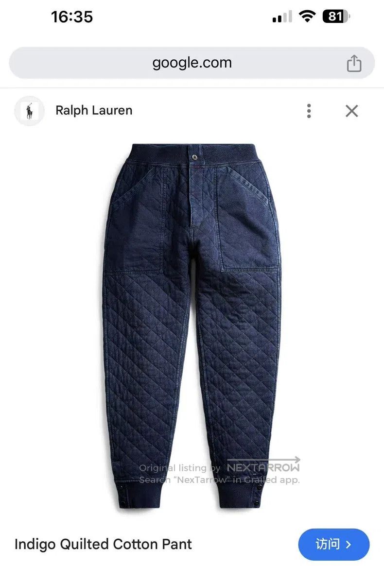 RRL Ralph Lauren RRL Ralph Lauren size L Indigo quilted cotton pants Size US 30 / EU 46 - 1 Thumbnail