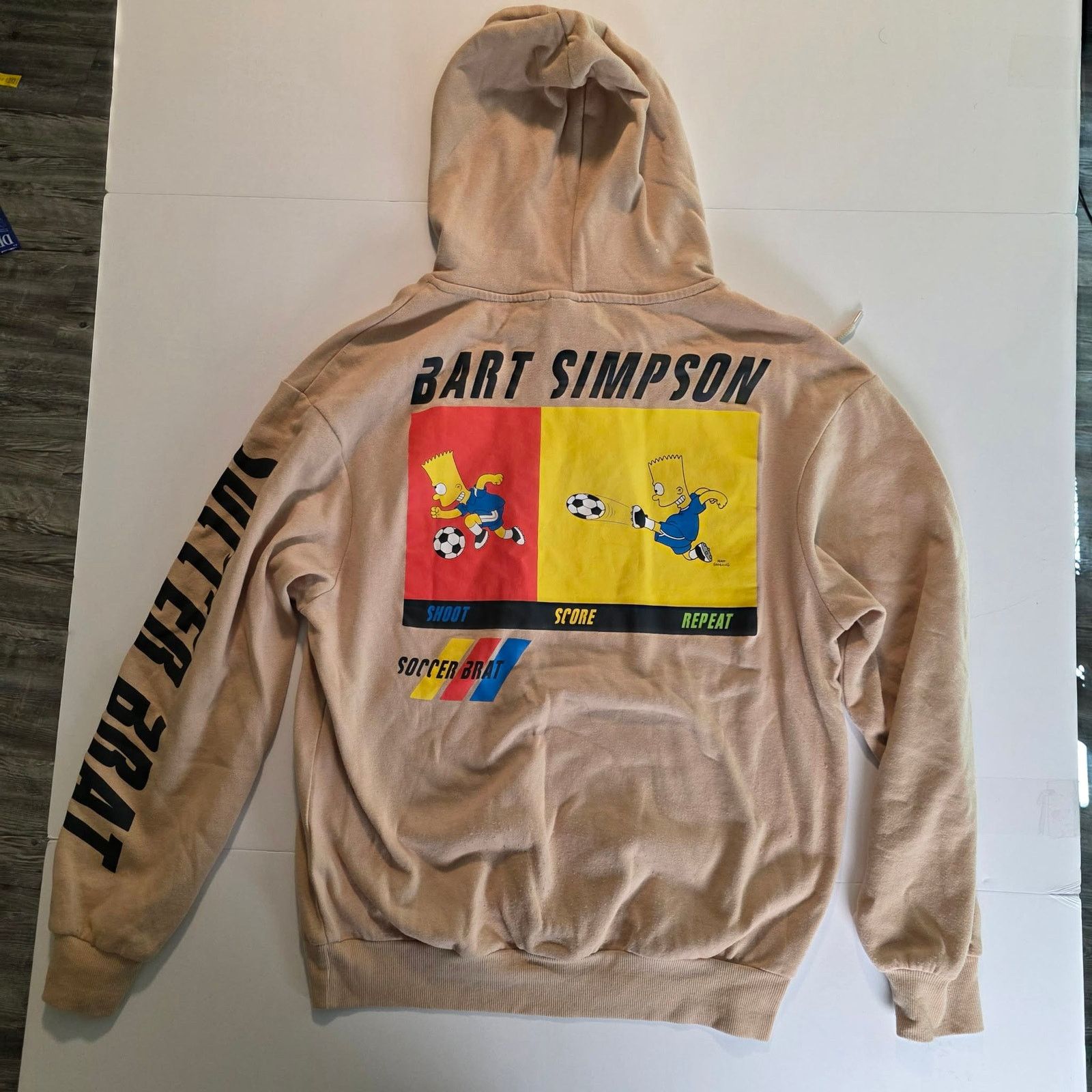 The Simpsons Bart Simpson Soccer Graphic Hoodie Adult Medium Tan Pullover Size US M / EU 48-50 / 2 - 2 Thumbnail