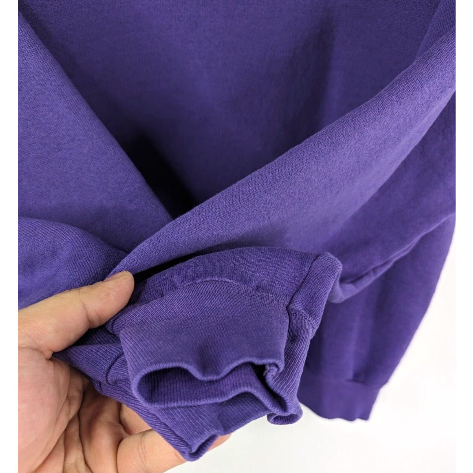 Fruit Of The Loom VINTAGE Fruit of the Loom Raglan Crewneck Sweatshirt Womens M Purple 90s Knit Cotton Blend Solid Long Sleeve Crew Neck Pullover Activewear Size M / US 6-8 / IT 42-44 - 3 Thumbnail