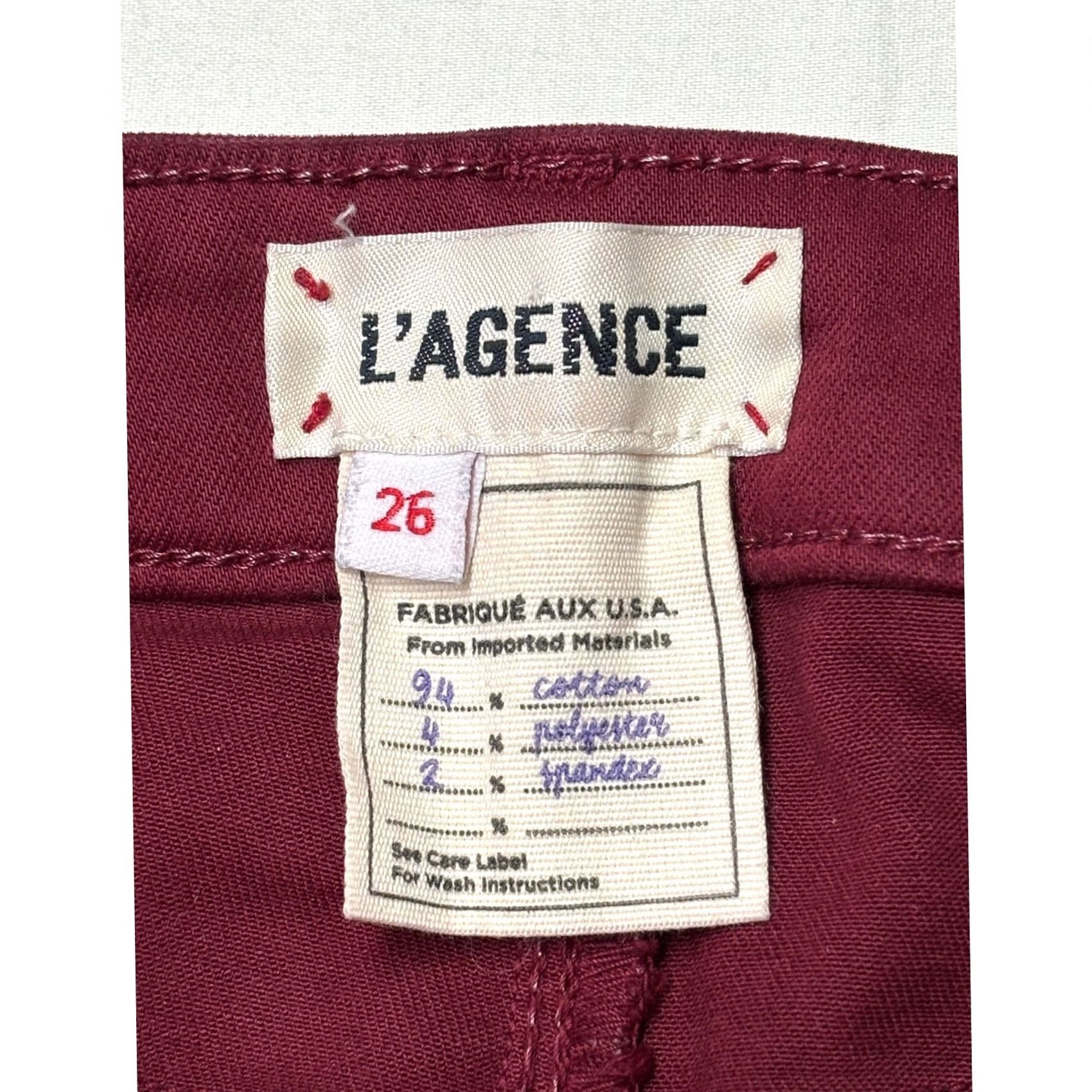 L'AGENCE L'AGENCE Margot High Rise Skinny Jeans Berry Coated Burgundy 26X27 USA Womens Size 26" / US 2 / IT 38 - 3 Thumbnail