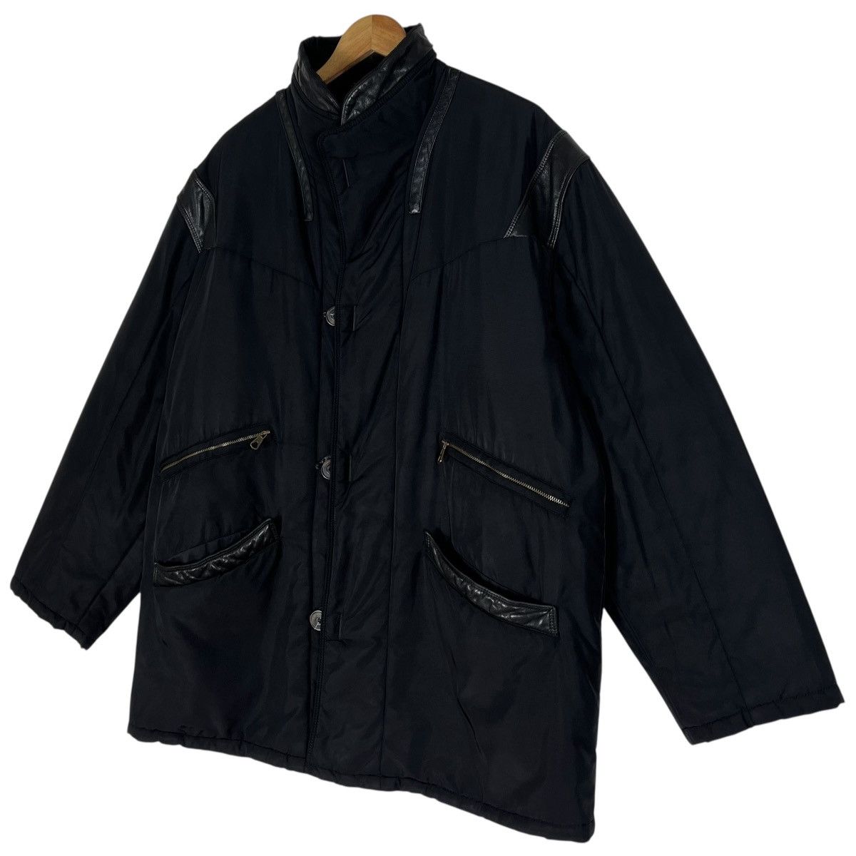Gimo's Vintage Gimo’s Technical Jacket Black Leather Designer Coat Size US L / EU 52-54 / 3 - 4 Thumbnail