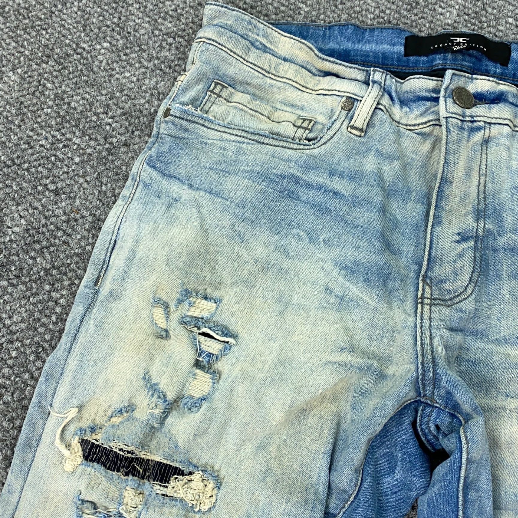 Jordan Craig Jordan Craig Lagacy Edition Jeans Mens 34x30 Blue Distressed Stretch Denim 5-Pocket Straight Inseam 29in Regular Size Mens Size US 34 / EU 50 - 4 Thumbnail