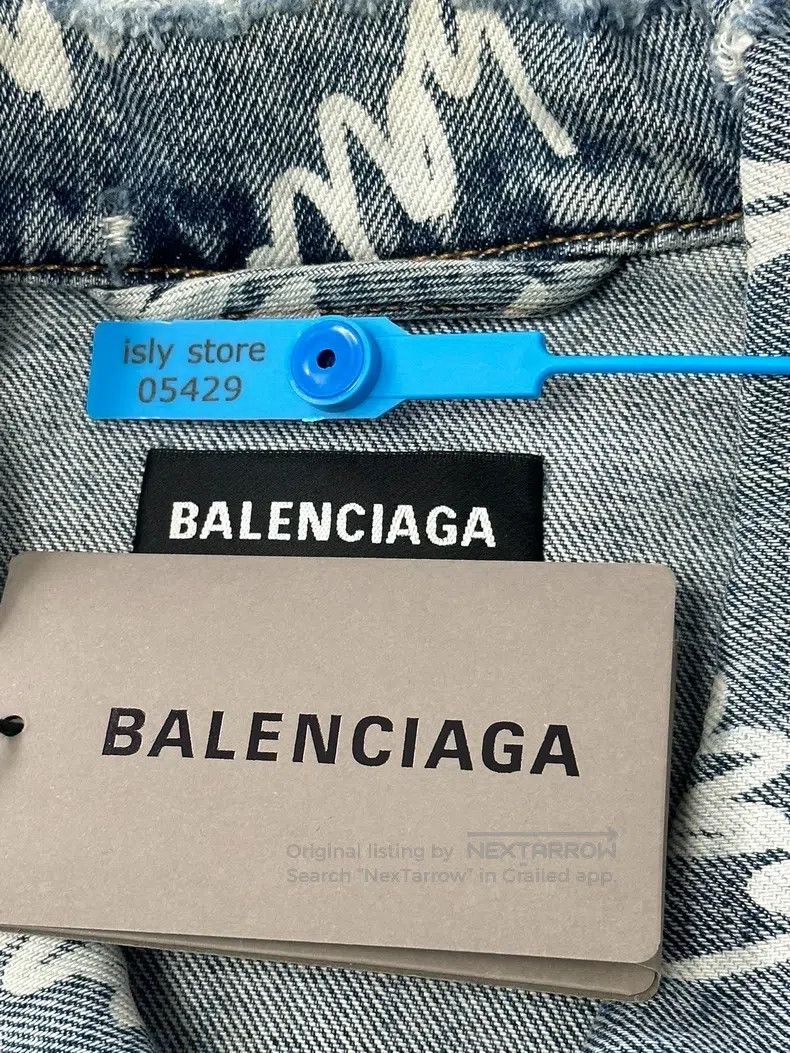 Balenciaga Balenciaga Printed Distressed Denim Jacket Size US M / EU 48-50 / 2 - 4 Thumbnail