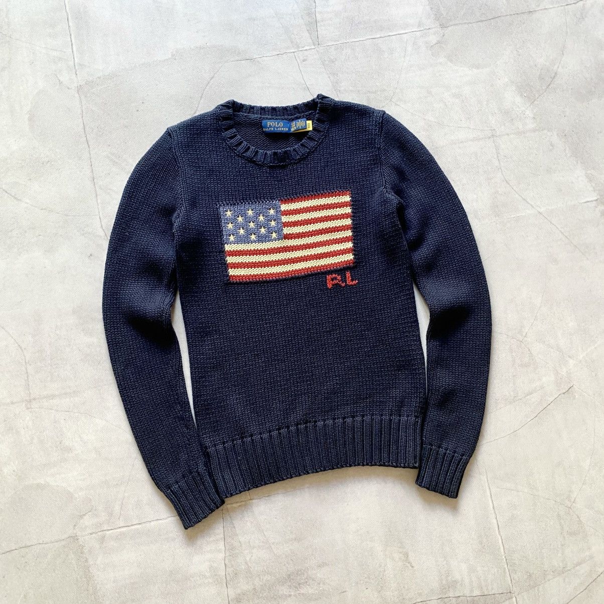 Polo Ralph Lauren Vintage Polo Ralph Lauren USA Flag Big Logo RRL Sweater Y2K Size XXS / US 00 / IT 34 - 1 Thumbnail