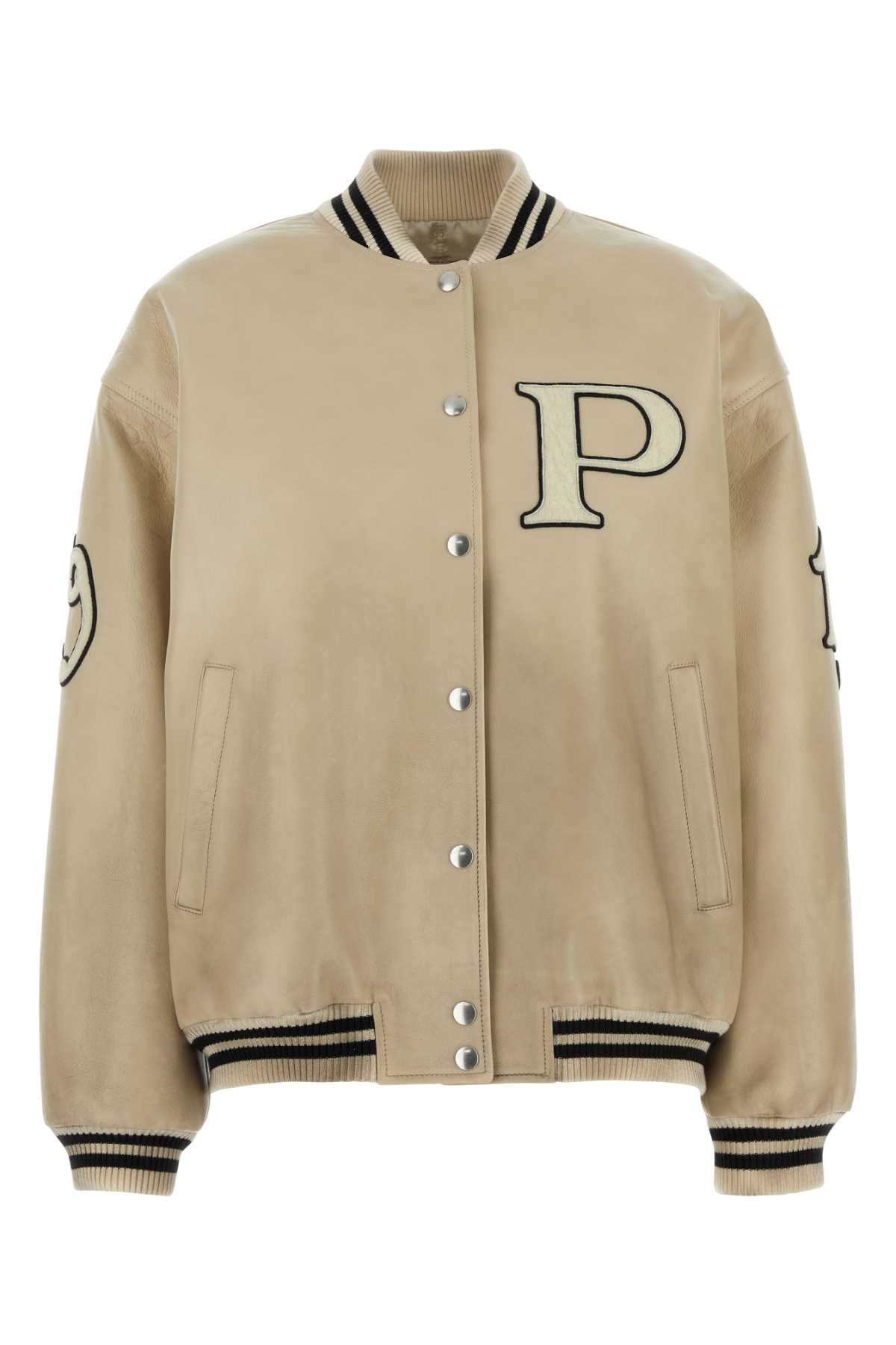 Prada Ivory Leather Bomber Jacket Size S / US 4 / IT 40 - 1 Thumbnail