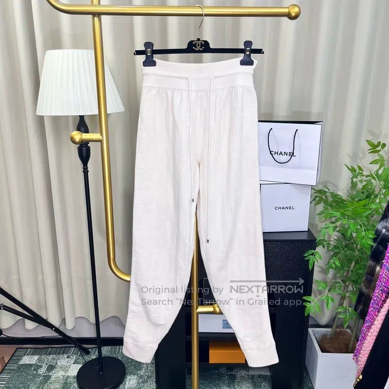Hermes Hermes White All-Over Printed Knit Trousers Size 42" / US 20 - 3 Thumbnail