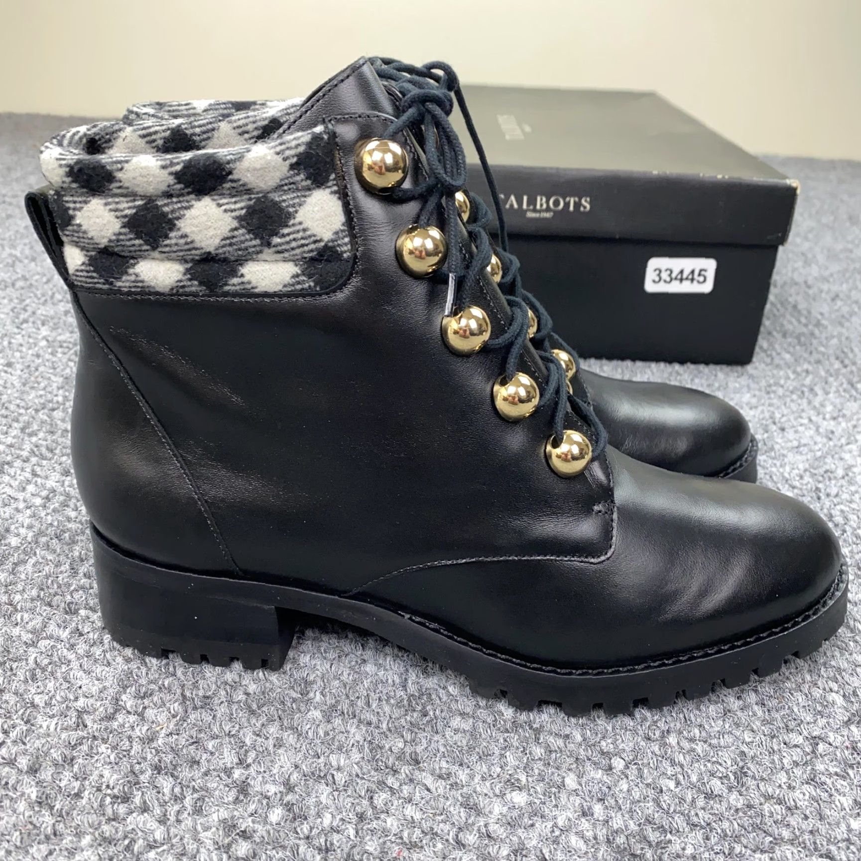 Talbots Talbots Boots Womens 7 Black Leather Combat Ankle Lug Sole Tish Metal Size US 7 / IT 37 - 2 Thumbnail