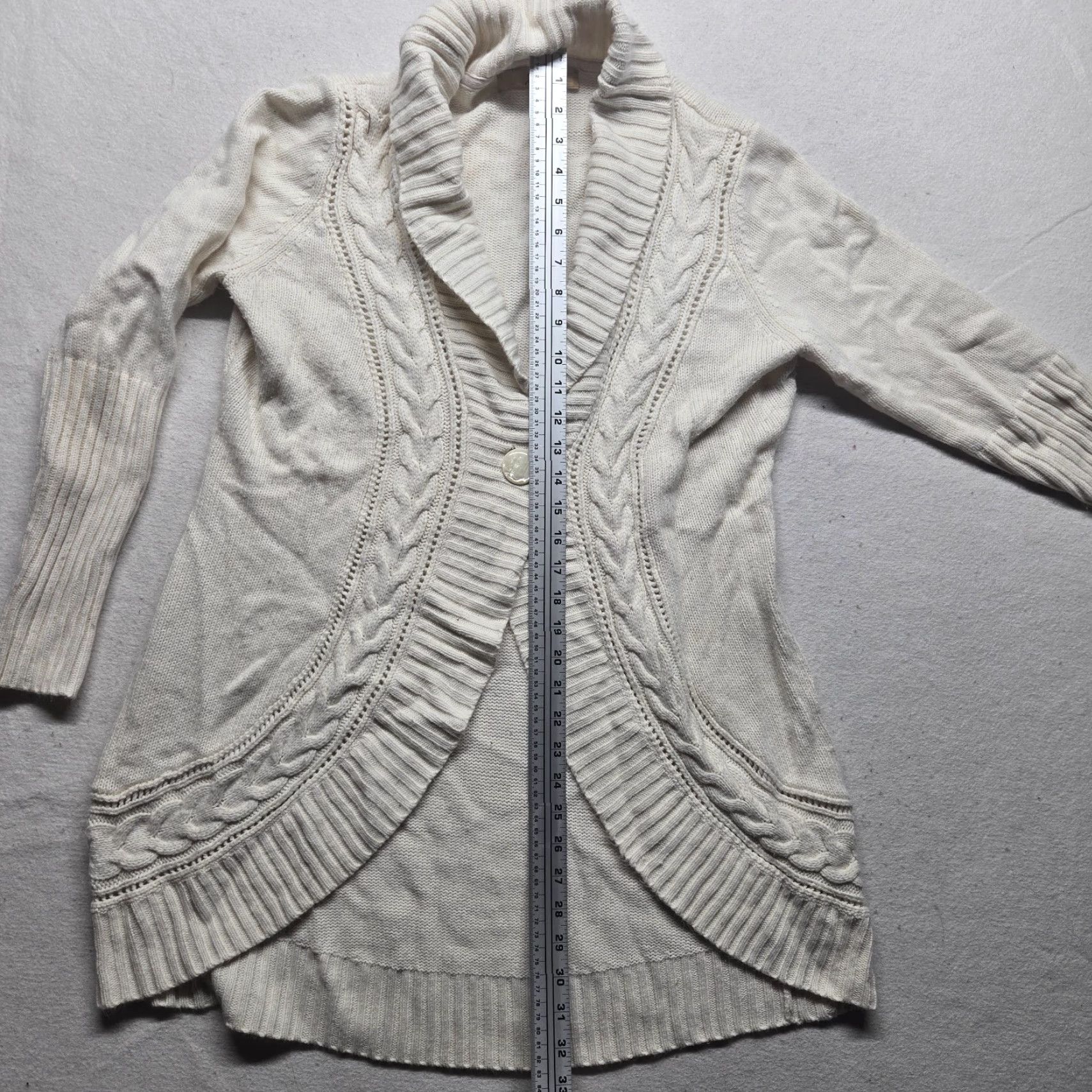 Vintage Motto Jacket Cardigan Knit Sweater Ivory Cream Unique Adult Women's Size L Large Moto Style Jacket Spring Fall Womens CW Size L / US 10 / IT 46 - 7 Thumbnail