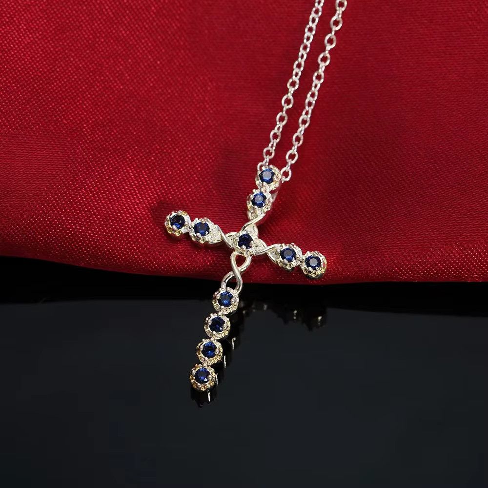 Jewelry Zircon Cross Pendant Necklace Size ONE SIZE - 3 Thumbnail