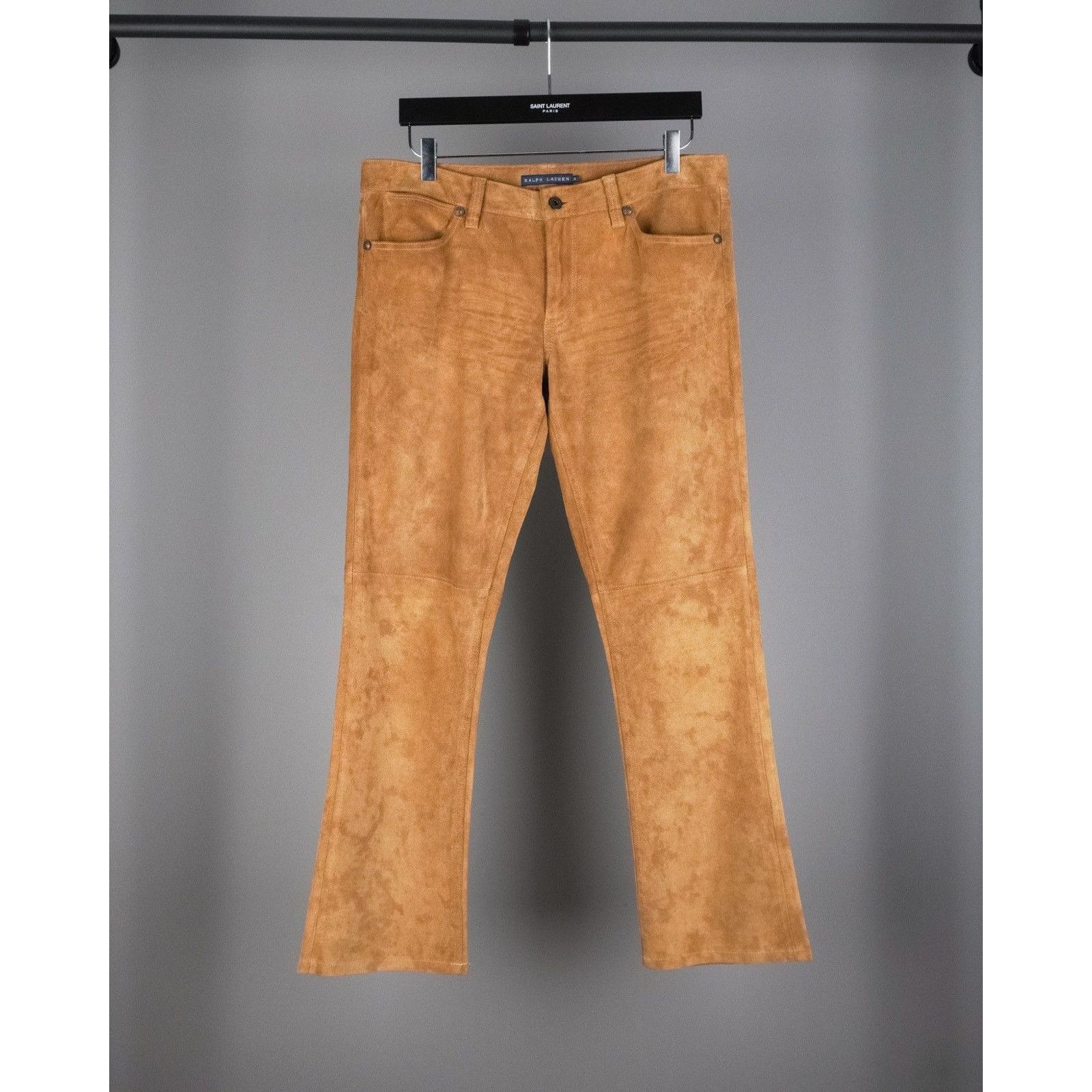 Vintage ralph lauren classic logo calf suede leather pants