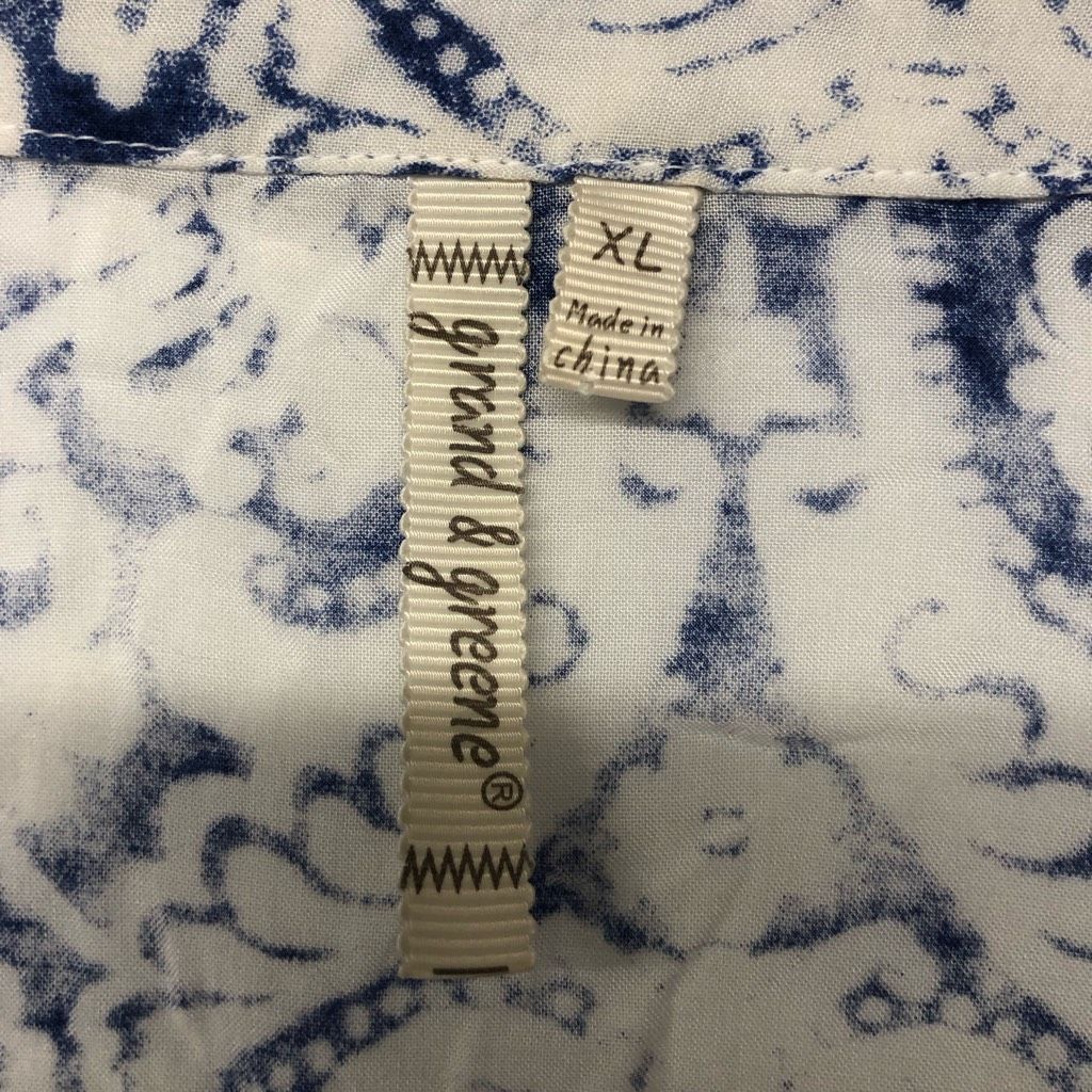 Other Grand & Greene Blue White Geometric Button-Up Blouse, Size X Size XL / US 12-14 / IT 48-50 - 5 Thumbnail